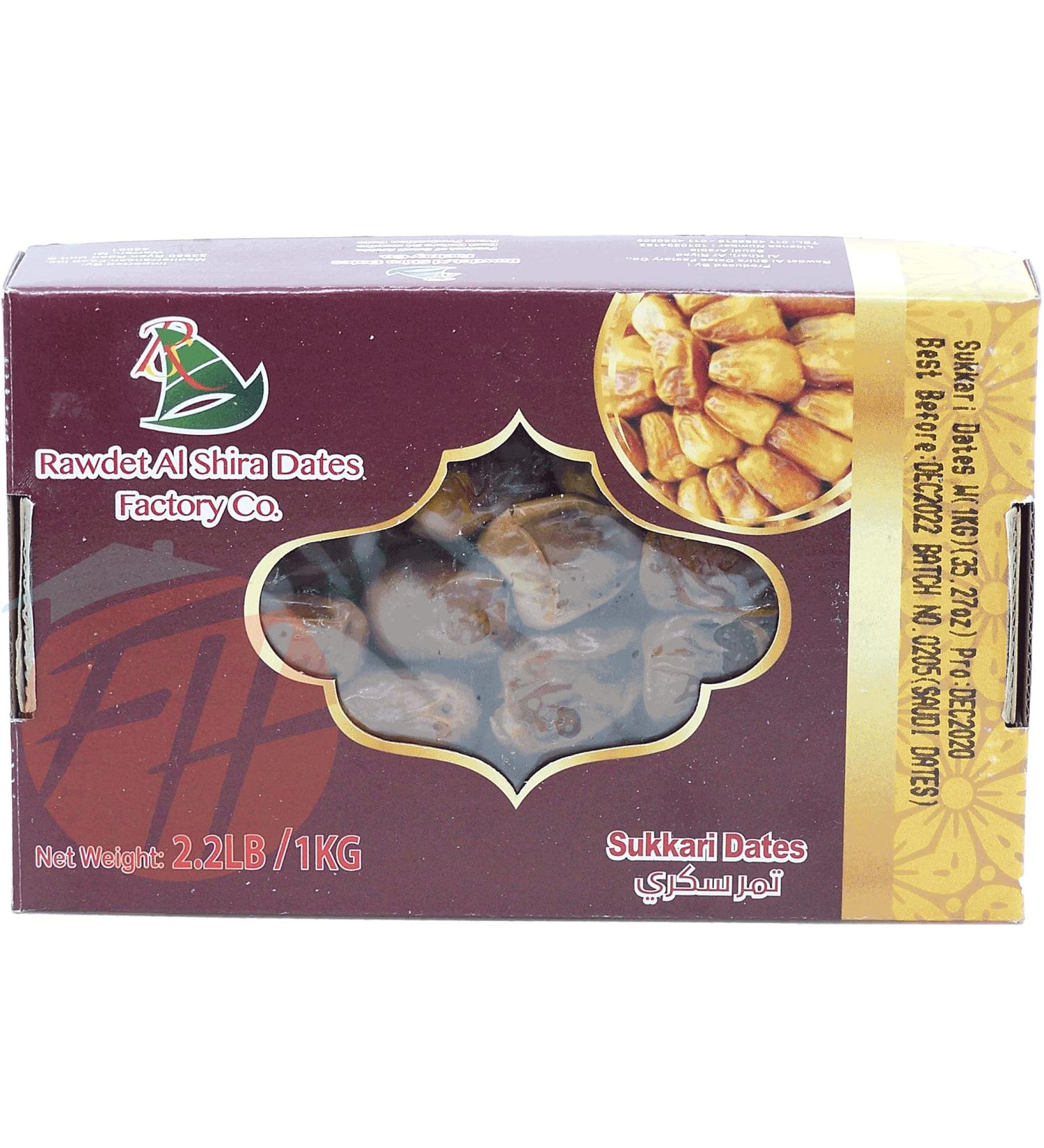 Rawdet Al Shira Dates Factory Co. sukkari dates with pit 1-kg box