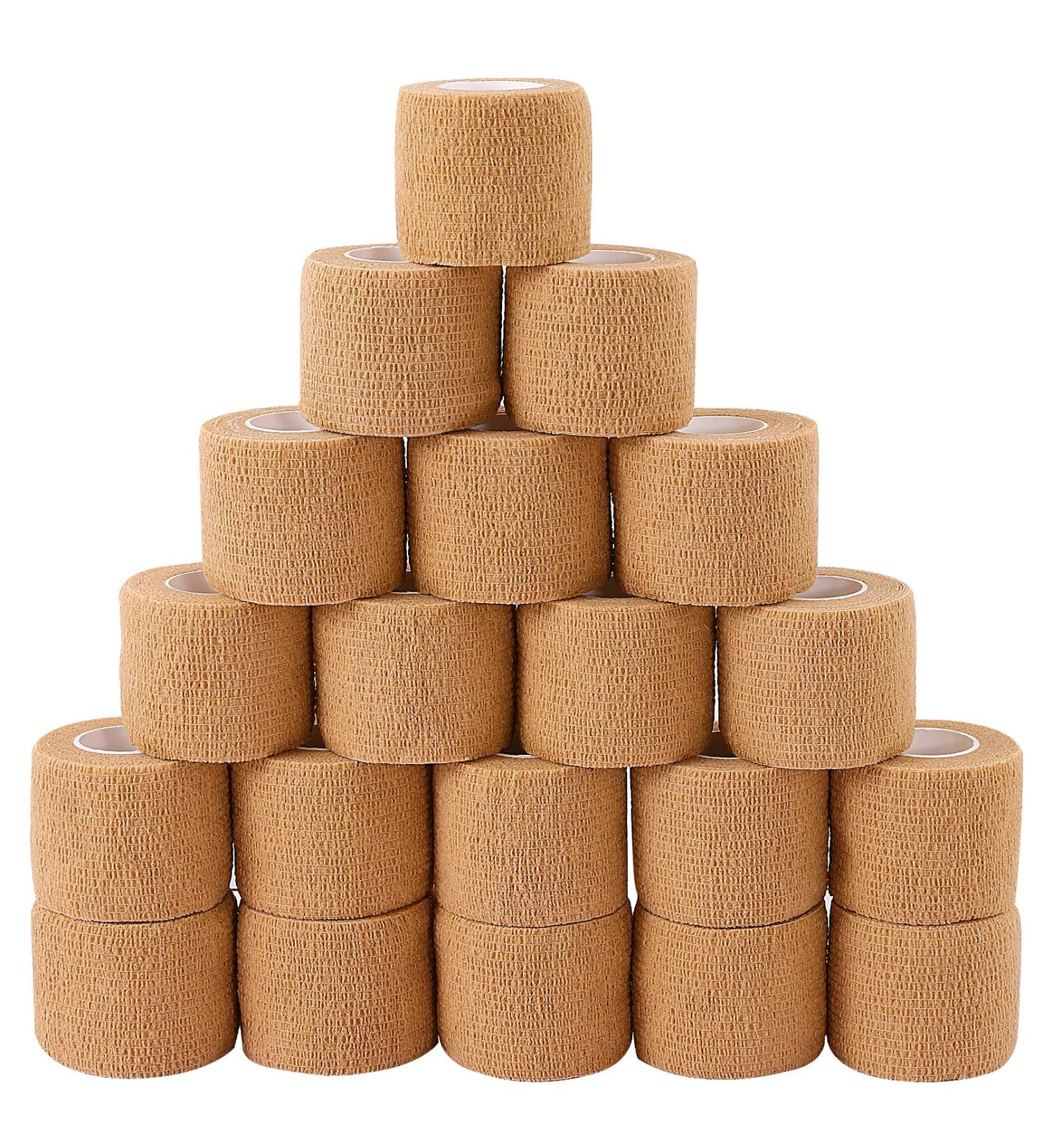 24 Pack Self Adhesive Bandage Wrap - 2 Inch x 5 Yards Cohesive Athletic Tape for Sports Vet Wrap & More - Buy Online on GoSupps.com