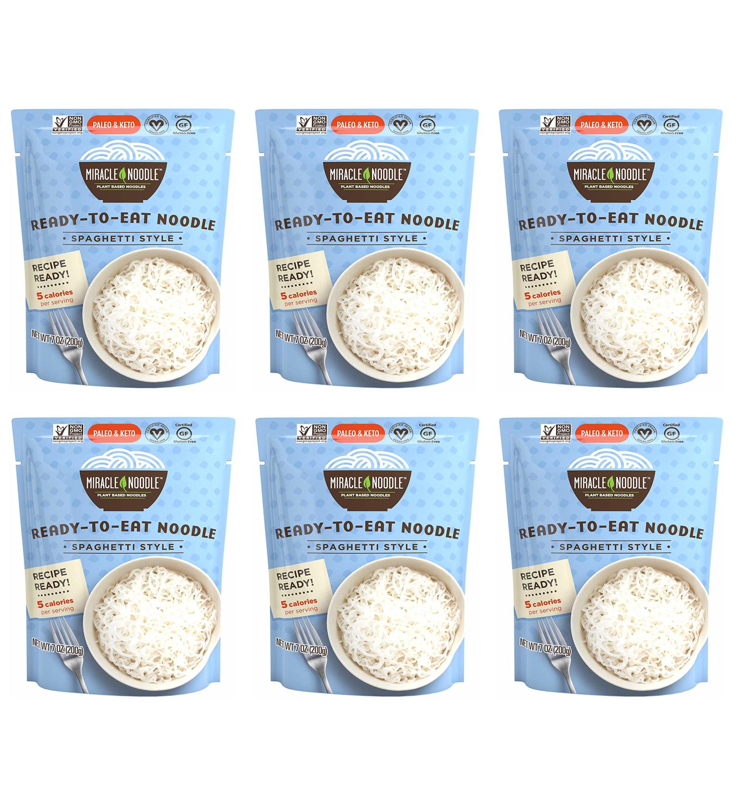 Miracle Noodle Shirataki Spaghetti - Ready-to-Eat Konjac Noodles, Pack of 6 - Keto, Paleo, Vegan, Gluten-Free, Low Carb, Low Calorie, Soy-Free - Buy Online on GoSupps.com