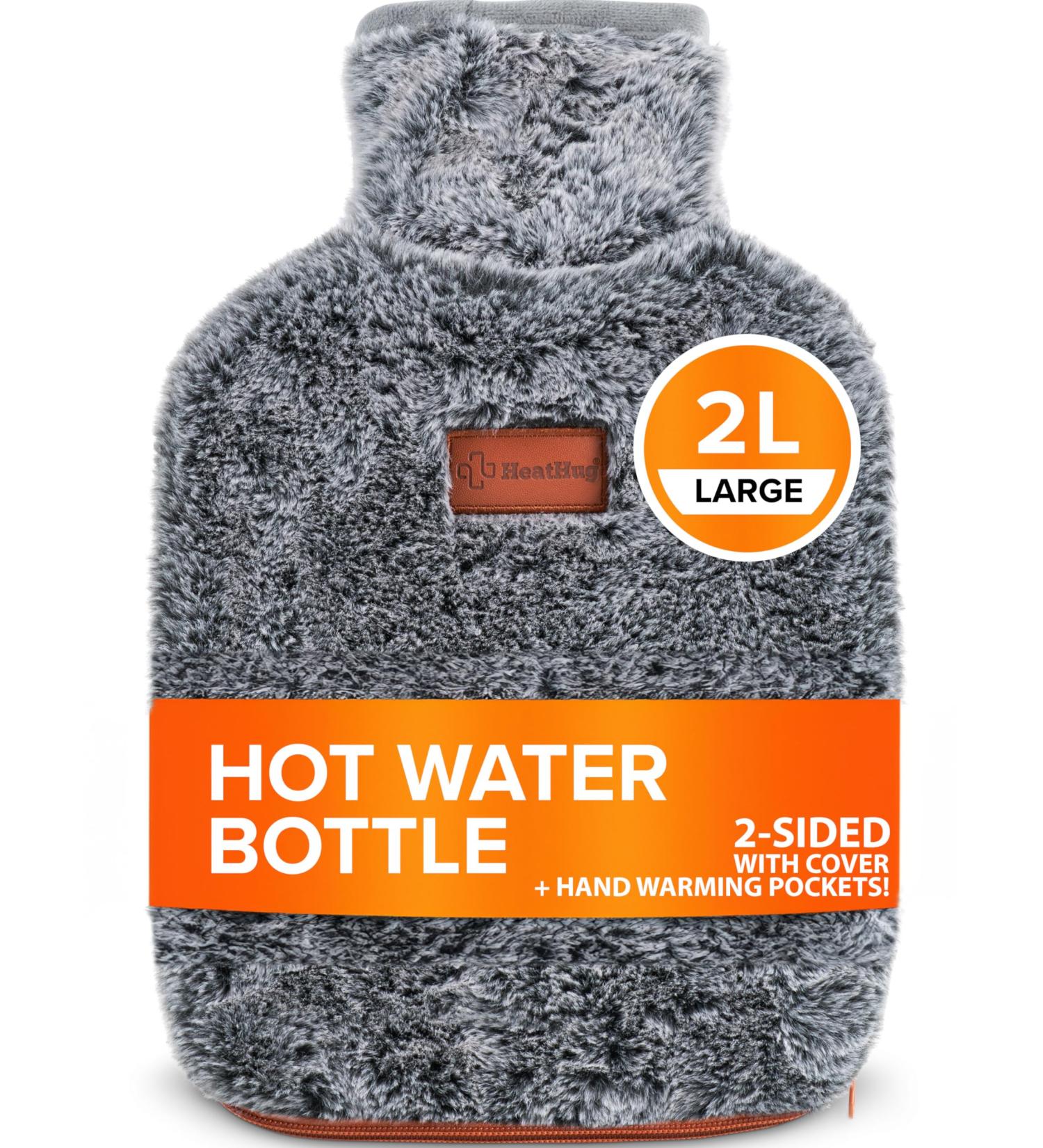 Hot Water Bottle with Cover UK - 2L Hot Water Bag for Pain Relief and Heat Control - Buy Online on GoSupps.com