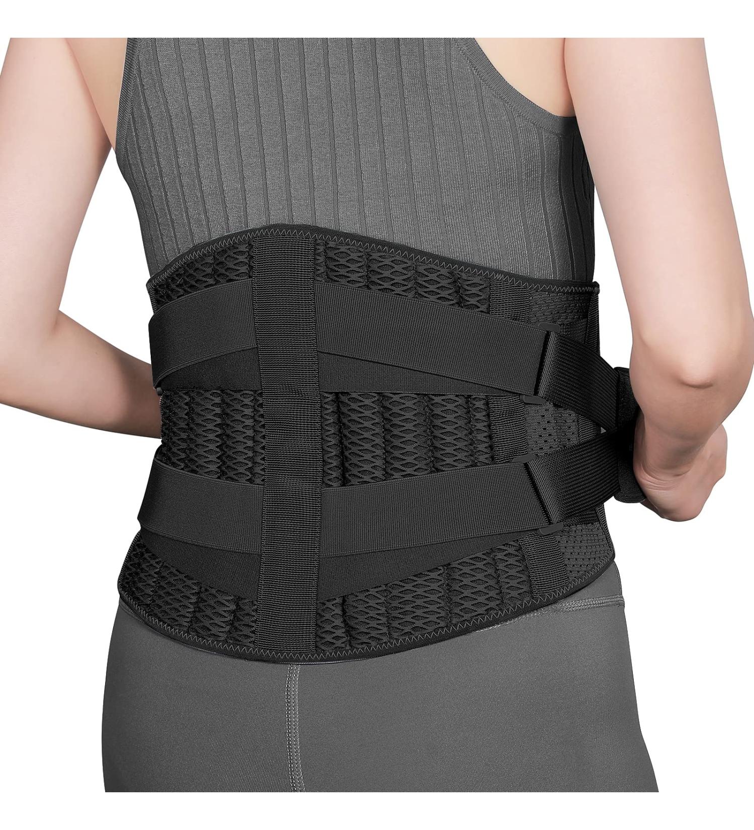 ABYON Lower Back Support Belt for Men and Women - Adjustable Waist Brace for Pain Relief - Herniated Disc, Sciatica, Scoliosis - Ideal for Bending, Standing, Heavy Lifting - Black (M 34.2''-43.3'') - Buy Online on GoSupps.com