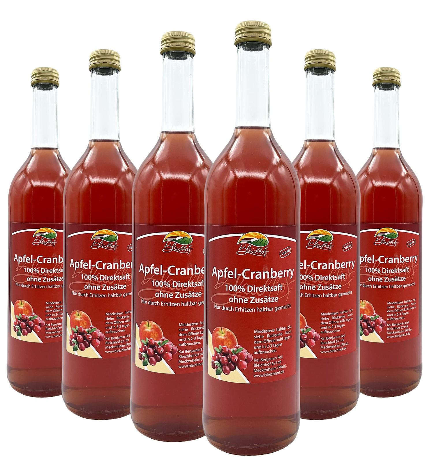 Bleichhof Apple-Cranberry Direct Juice - 100% Vegan No Added Sugar 6-Pack (6x 0.72L) - Order Internationally - Buy Online on GoSupps.com