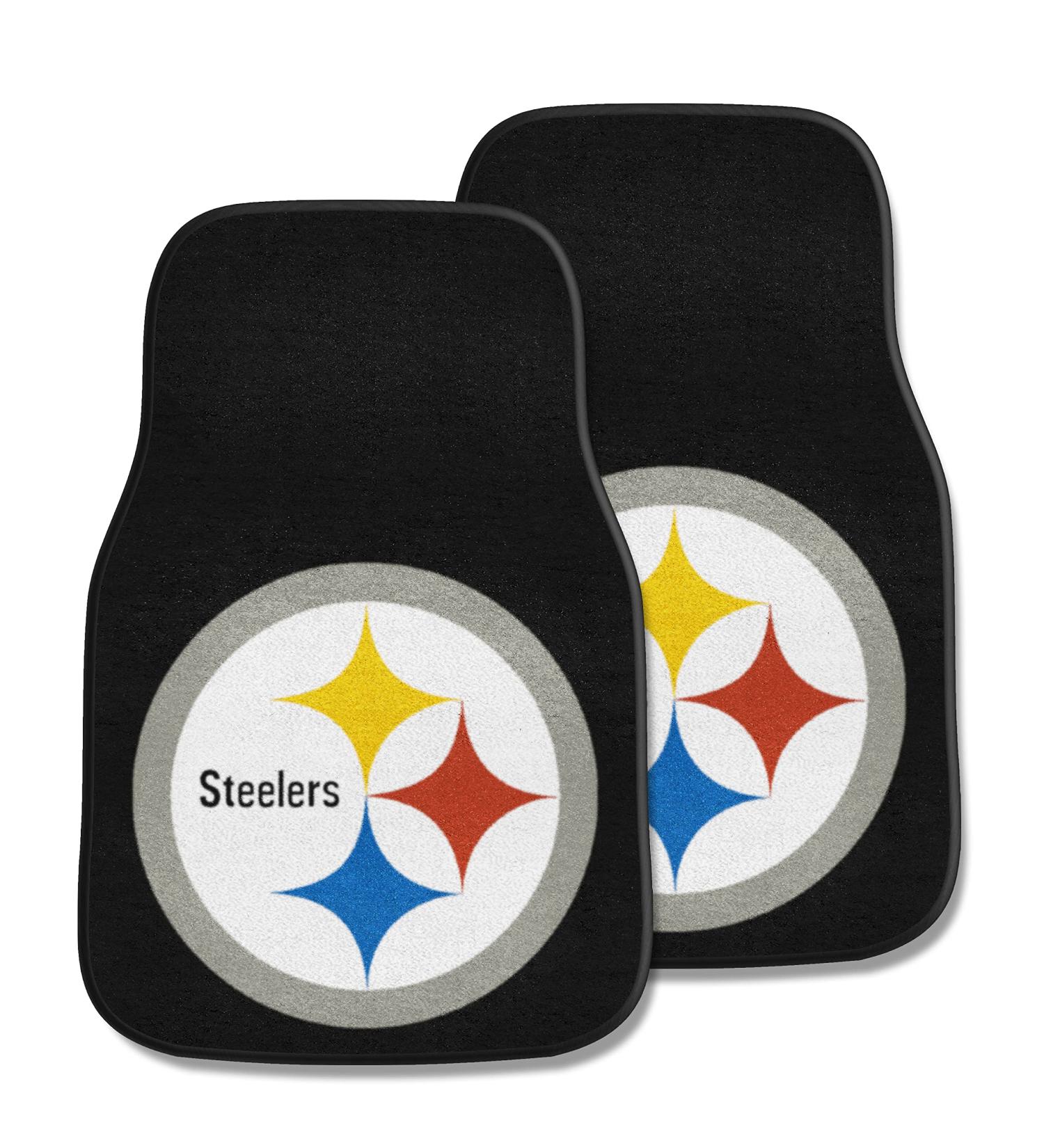 FANMATS NFL Unisex-Adult Front Carpet Car Mat Set - 2 Pieces Pittsburgh Steelers 17"x27" Team Color