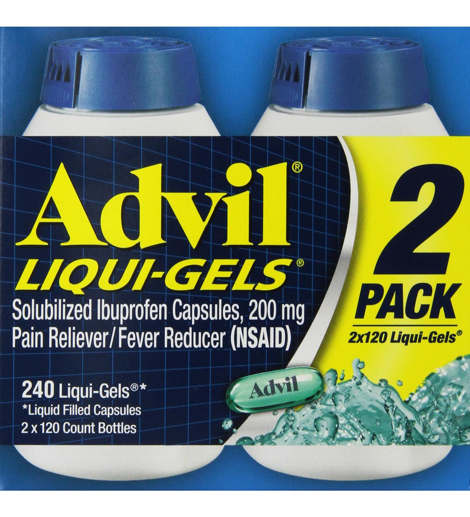 Advil Liqui-Gels 240ct - 200mg Ibuprofen Pain Reliever & Fever Reducer - Buy Online on GoSupps.com