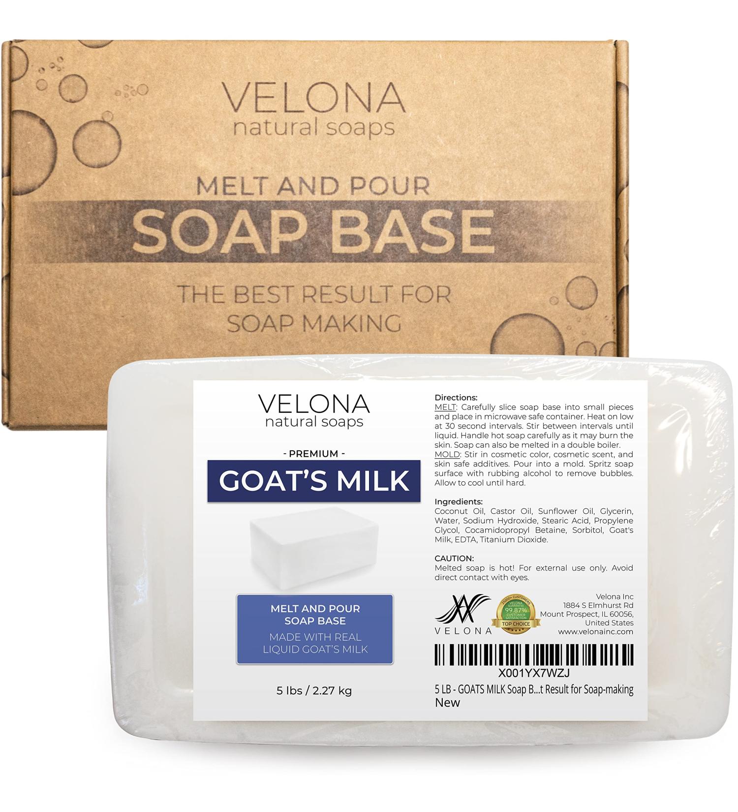 Velona 5 LB Goats Milk Soap Base | SLS/SLES Free | Melt & Pour | Natural Bars for Soap-Making - Buy Online on GoSupps.com