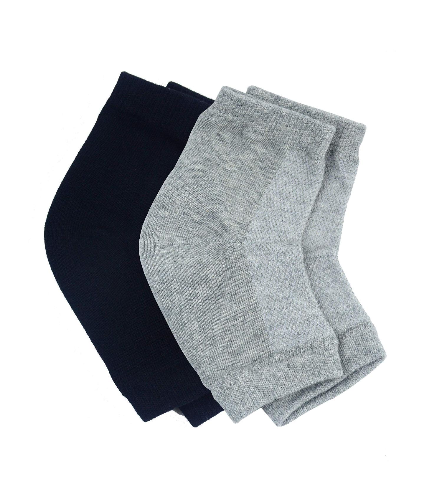 Aokbean Heel Socks - 2 Pairs Moisturizing Gel Socks for Dry Cracked Skin | Open Tip Silicone Foot Care for Men & Women (Black + Gray) - Buy Online on GoSupps.com