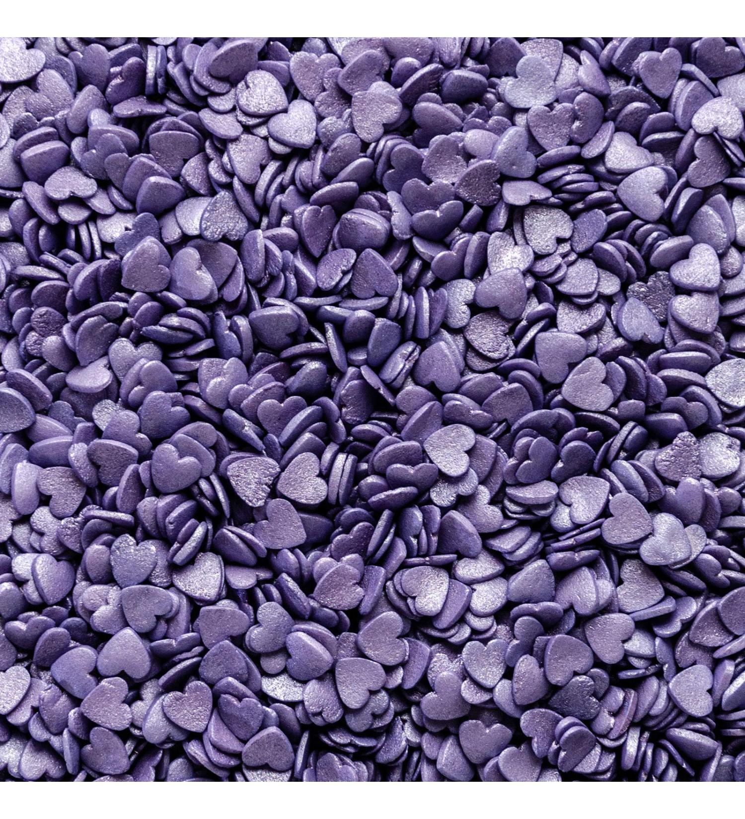 Violet Glimmer Sugar Heart Sprinkles 25g Cake & Cupcake Decorations