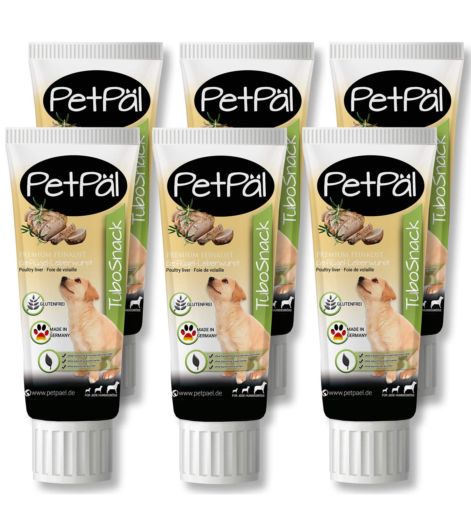 Petp l Grain-Free Dog Poultry Liver Sausage Tubosnack - Healthy Low-Fat Treats for Puppies & Dogs - Premium Made in Germany - 6x75g - Buy Online on GoSupps.com