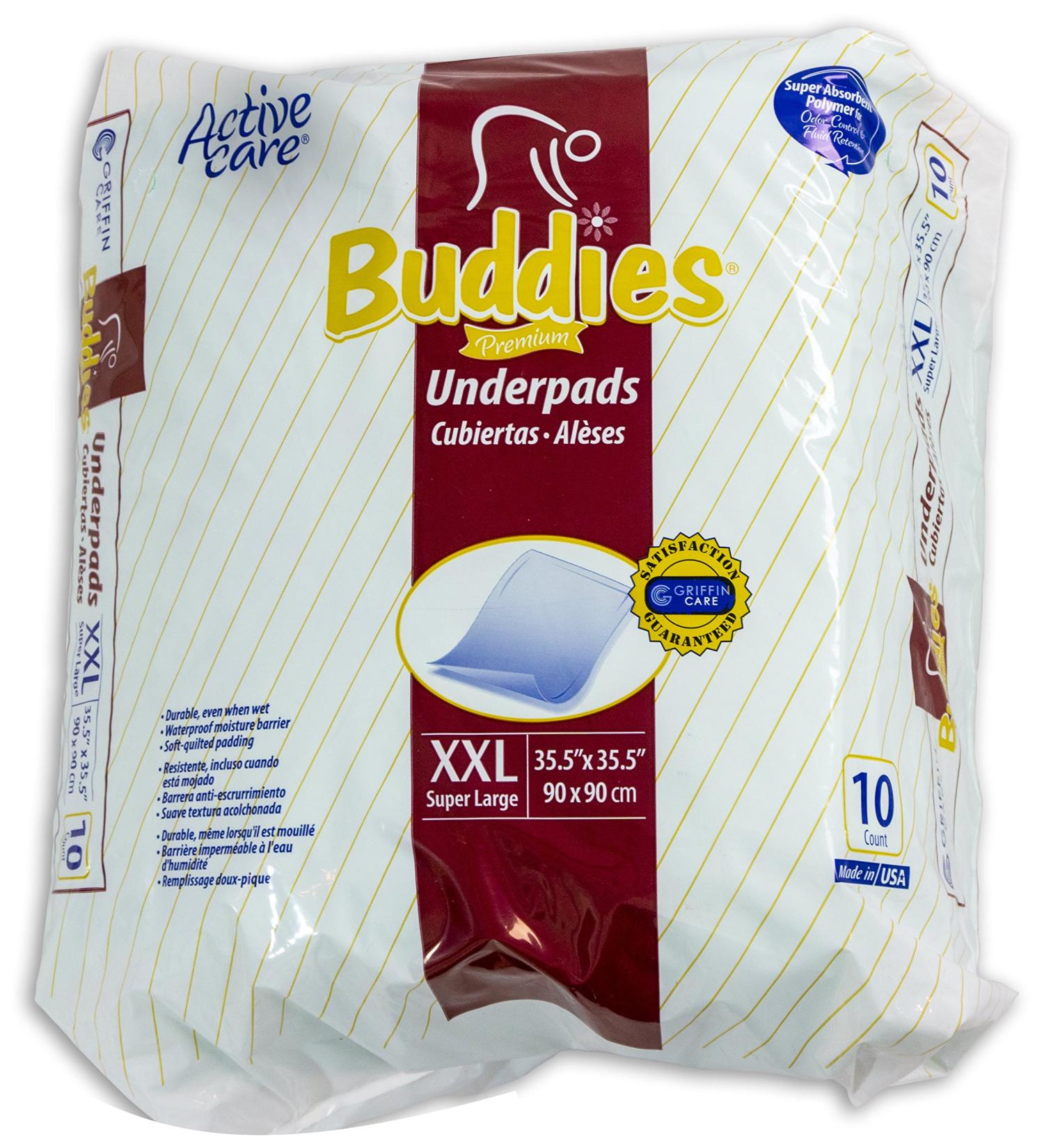 Extra Large Chux Pads 35.5 x 35.5 Inch Disposable - Overnight Incontinence Waterproof Underpad for Seniors  Adult  Child  or Pets by Buddies 10 - Buy Online on GoSupps.com
