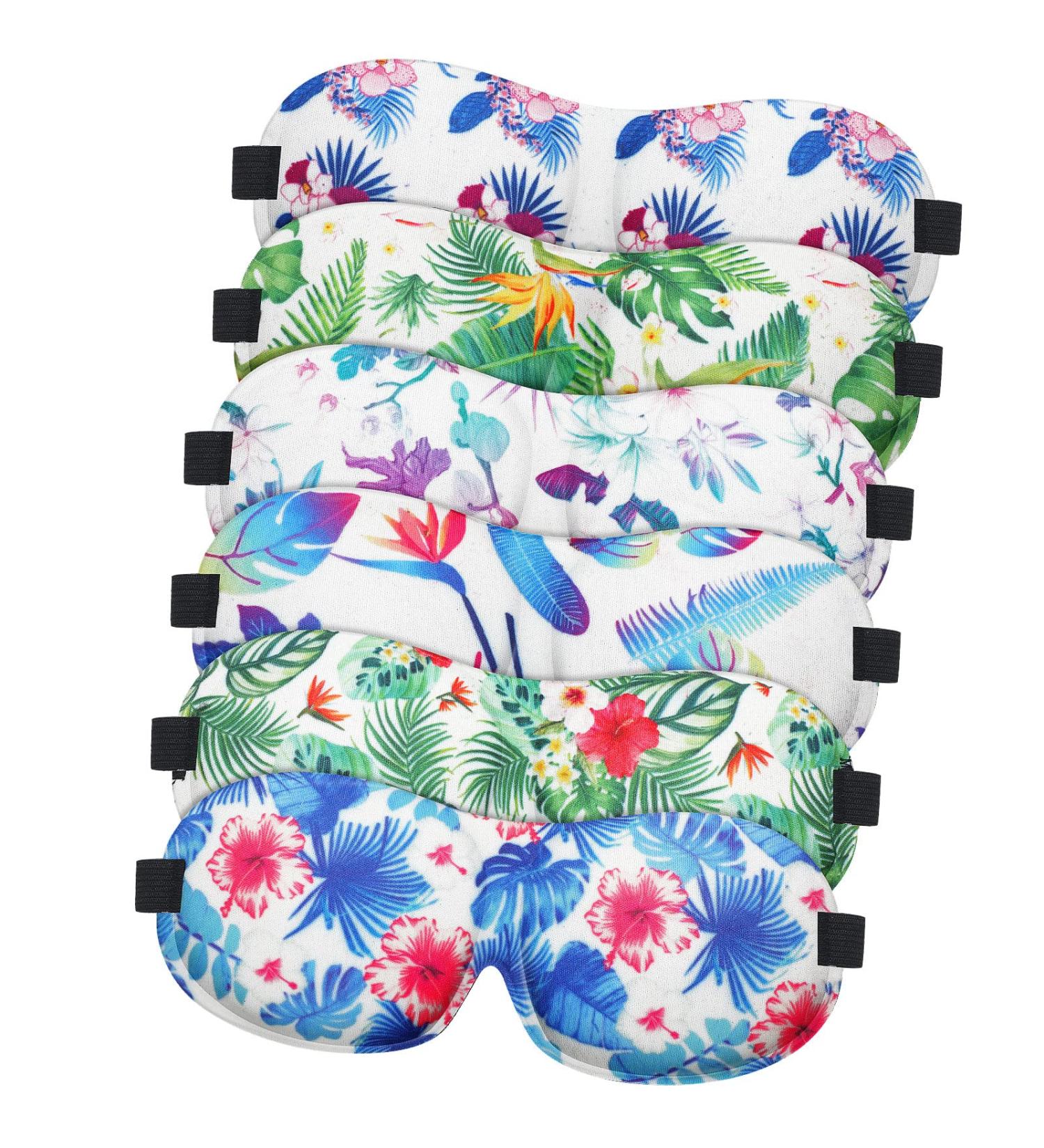 Hercicy 6 Pcs Hawaiian Floral 3D Contoured Sleep Mask - Adjustable Straps, Soft Blindfold Cover for Men, Women - Perfect for Sleeping, Travel, Yoga - Buy Online on GoSupps.com