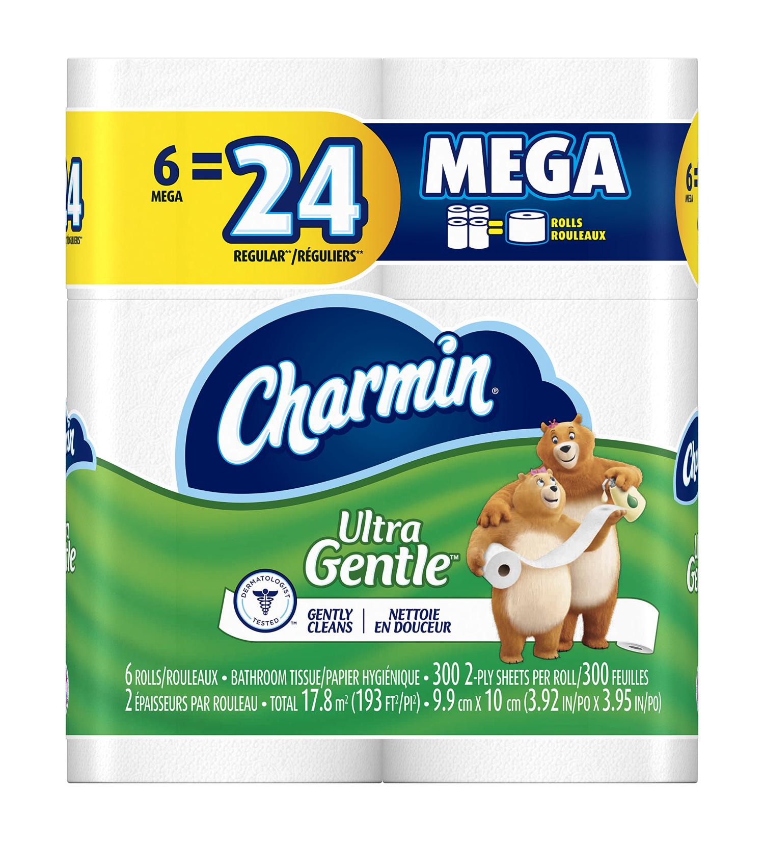 Charmin Ultra Gentle Toilet Paper - 3 Packs of 6 Mega Rolls | Soft & Strong - Buy Online on GoSupps.com