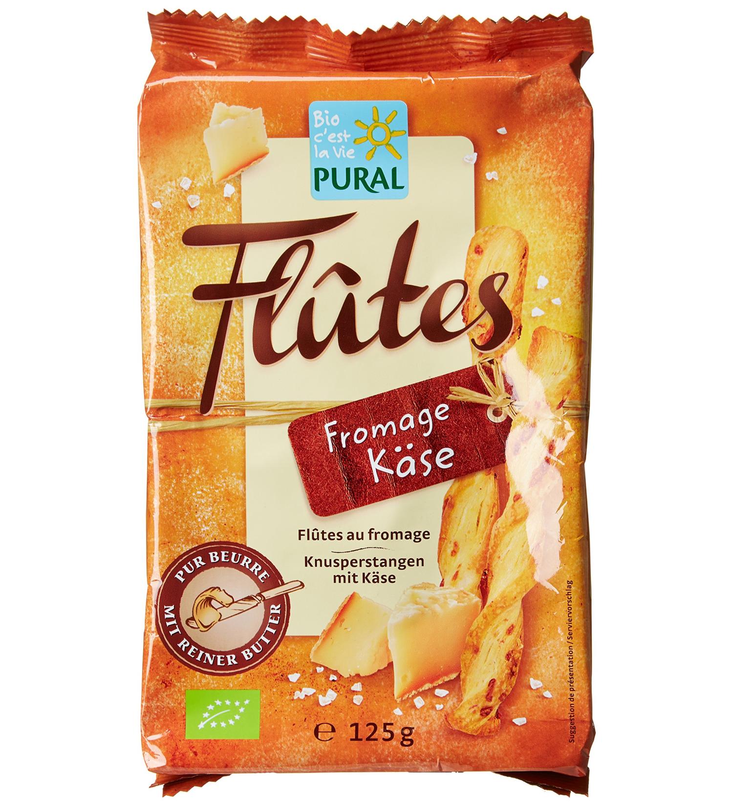Pural Organic Cheese Flutes Aperitif Biscuits 125g - Buy Online on GoSupps.com