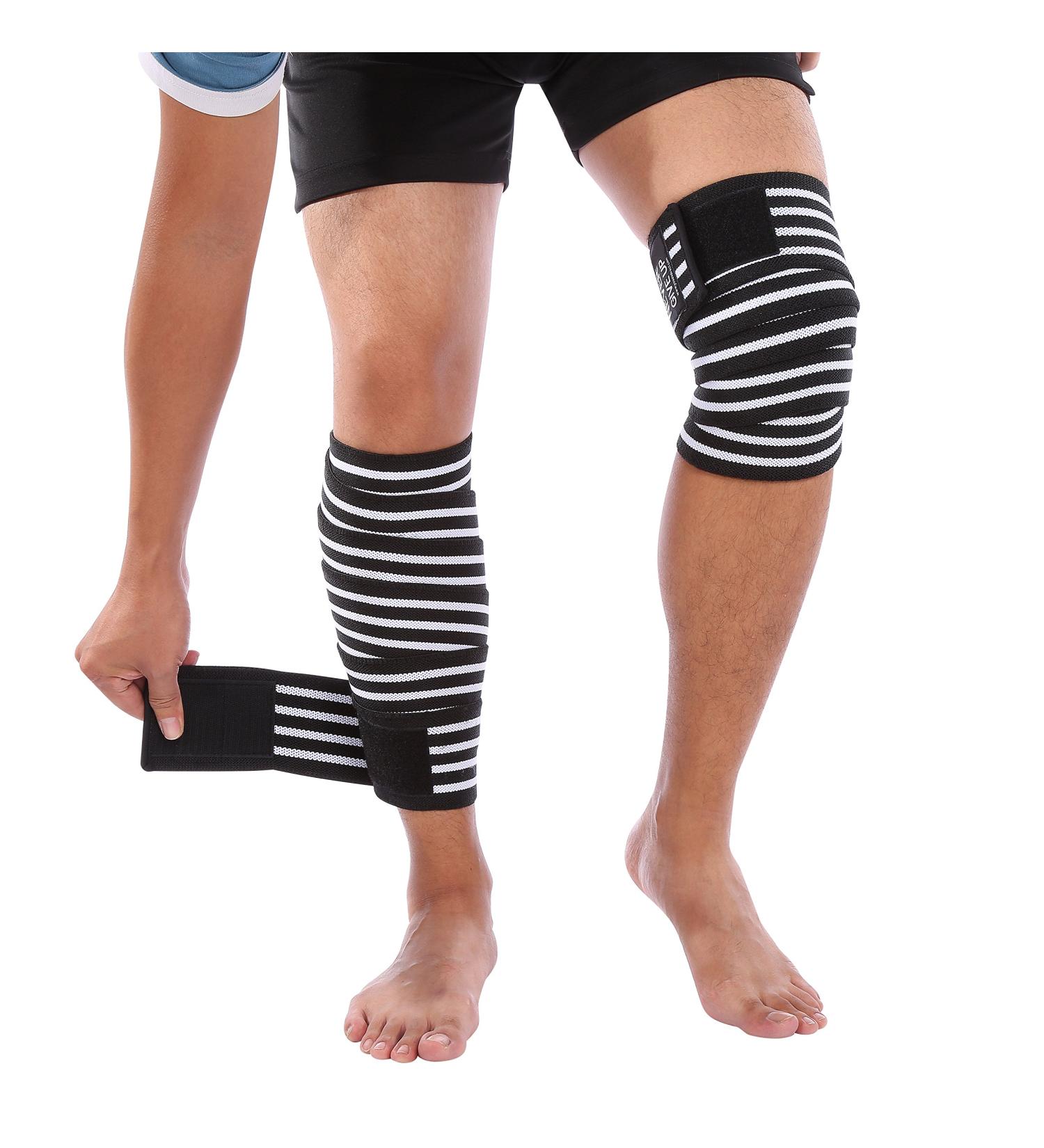 Doact Kniebandage Knee Wraps - 2 Elastic Compression Knee Protectors for Men & Women | Anti-Slip Support for Sports & Weight Lifting - Buy Online on GoSupps.com