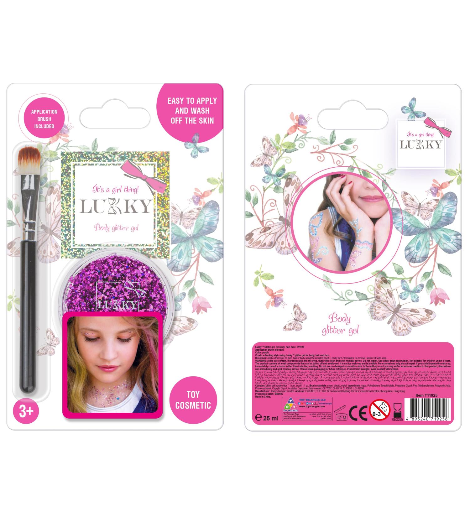 Lukky Lukky Glitter Body Gel with Brush (25 ml) (purple)