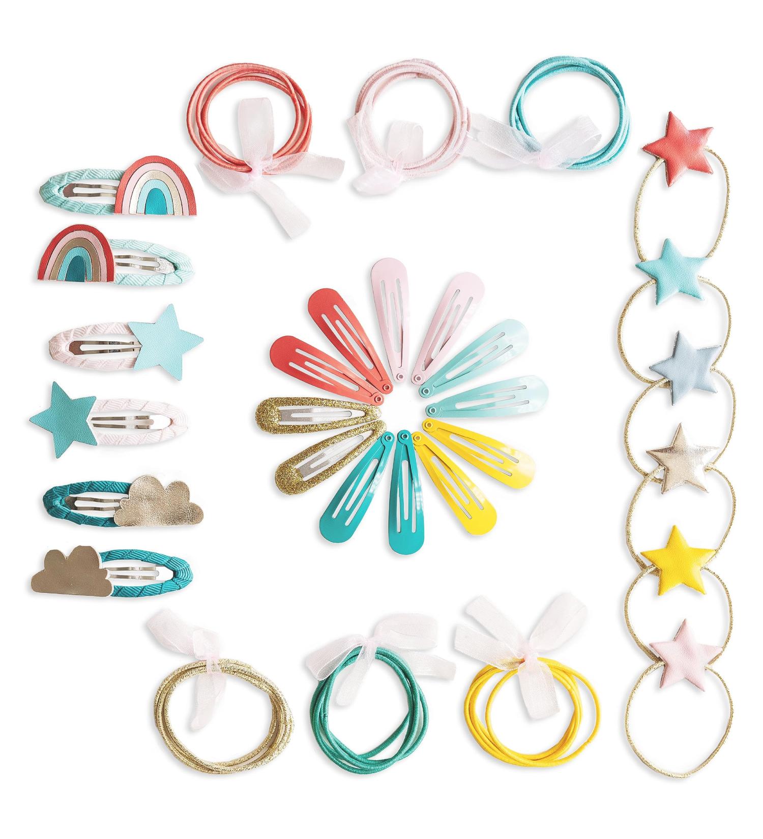 Buy Paper Dragon Special 48 Hair Clips & Ties | Durable Kids' Hair Accessories in Glitter & Fabric | Rainbow Pink for Long & Fine Hair - Buy Online on GoSupps.com
