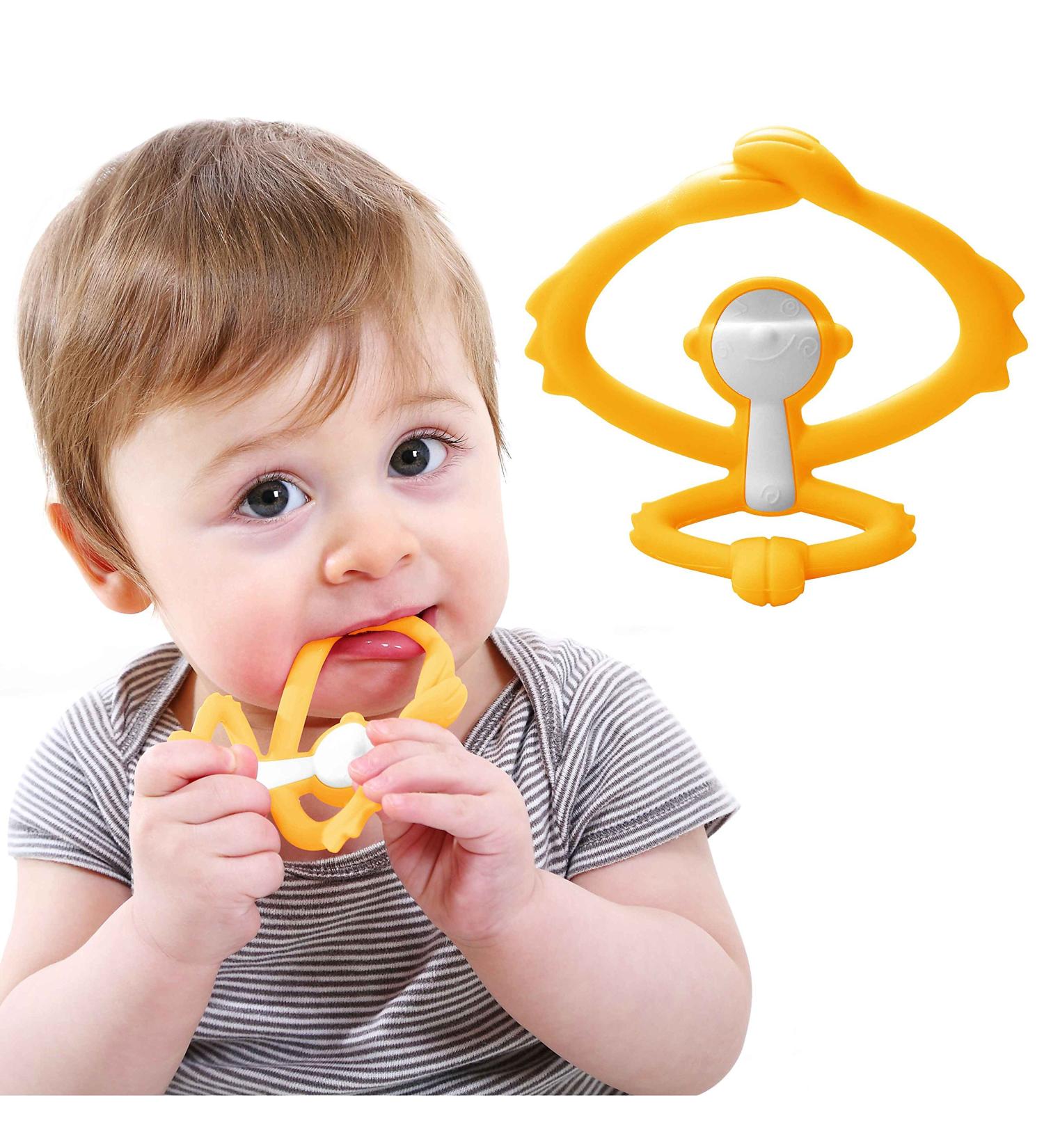 Mombella Teething Ring Toy - Pink Rose Monkey - Safe & Soothing for Babies | International Shipping Available - Buy Online on GoSupps.com