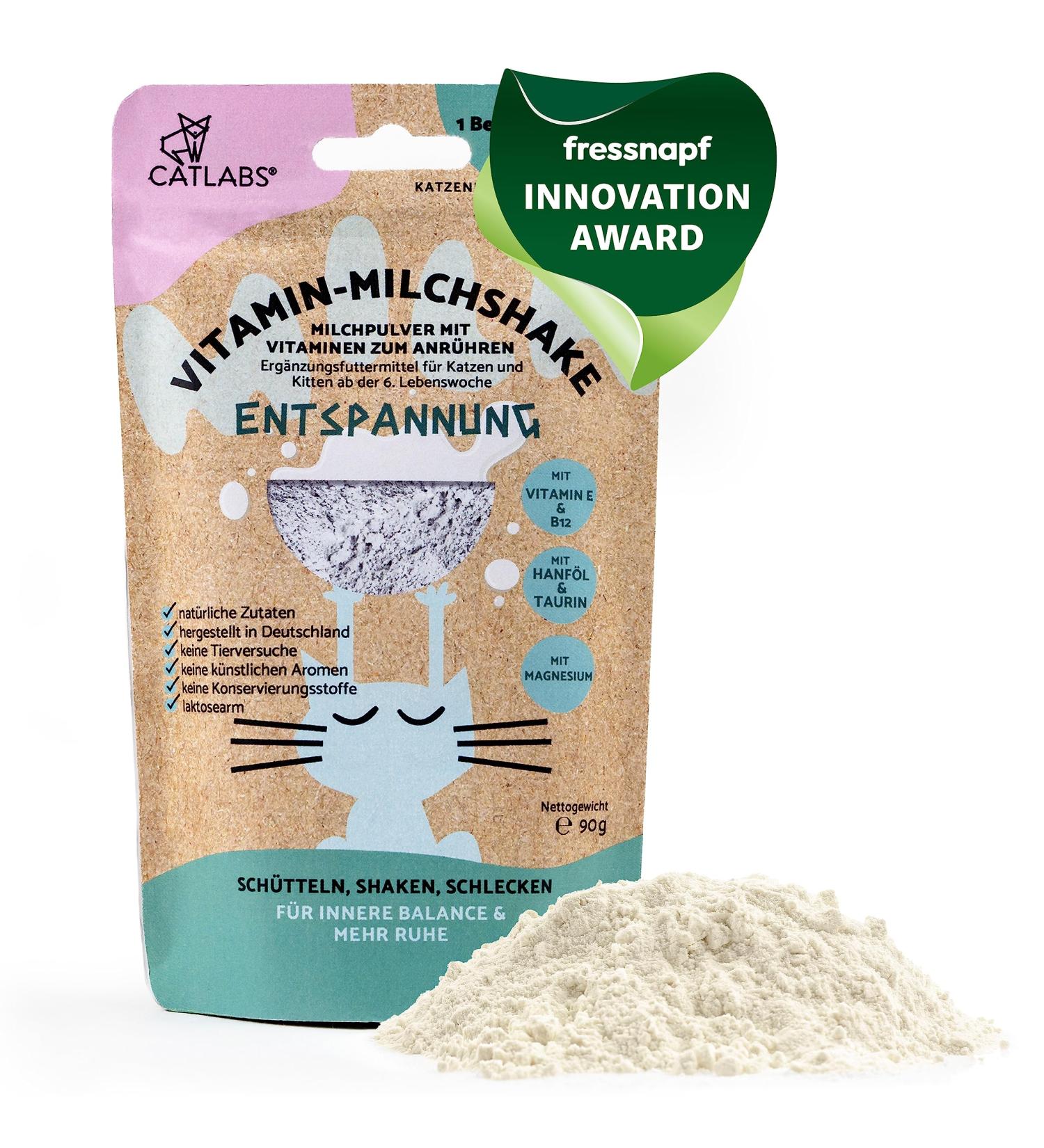 Catlabs Relaxation Milk Shake for Cats | 30 Portions of Vitamin-Enriched Milk Powder | Soothing Supplementary Feed for Anxious Cats - 90g - Buy Online on GoSupps.com