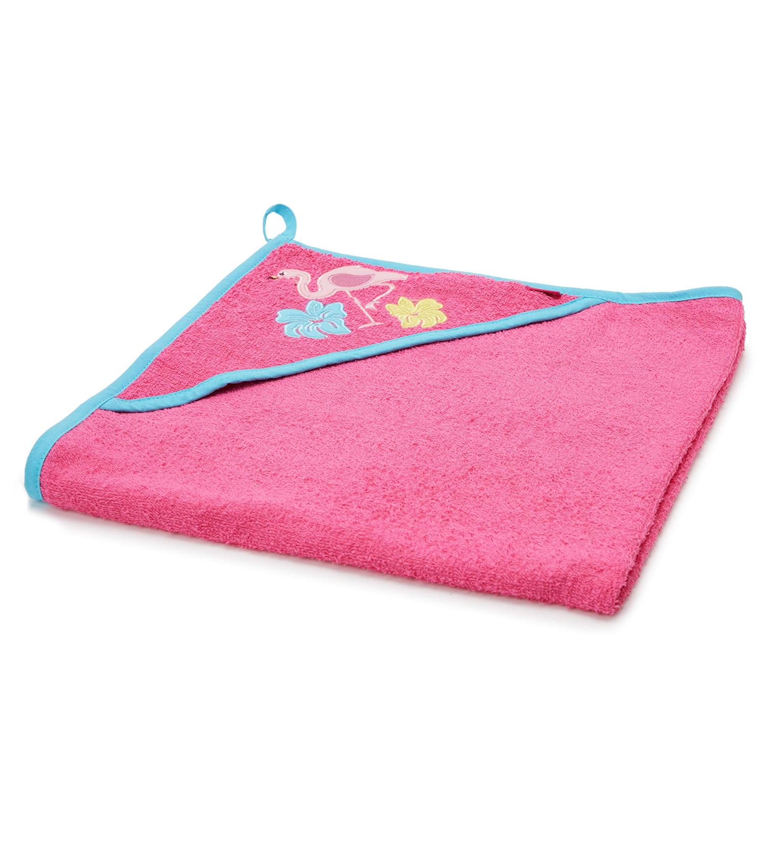 Playshoes Baby Terry Cloth Hooded Bath Towel - Flamingo 75x75cm | Soft & Absorbent International Shipping - Buy Online on GoSupps.com