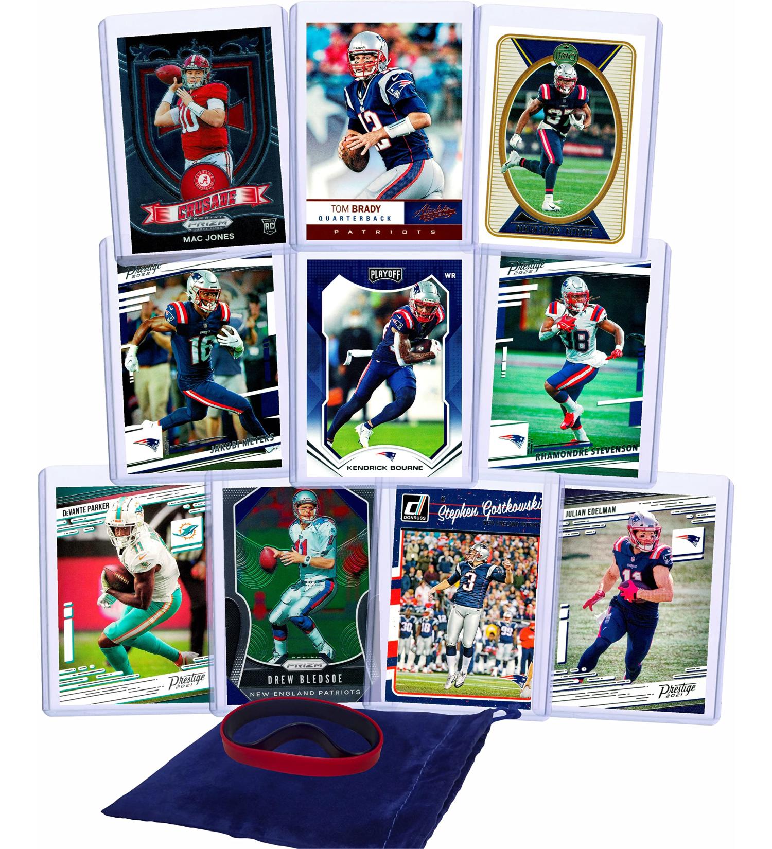 New England Patriots Football Stars & Legends Trading Card Bundle with Mac Jones, Tom Brady, Edelman, and More + Wristbands - Buy Online on GoSupps.com