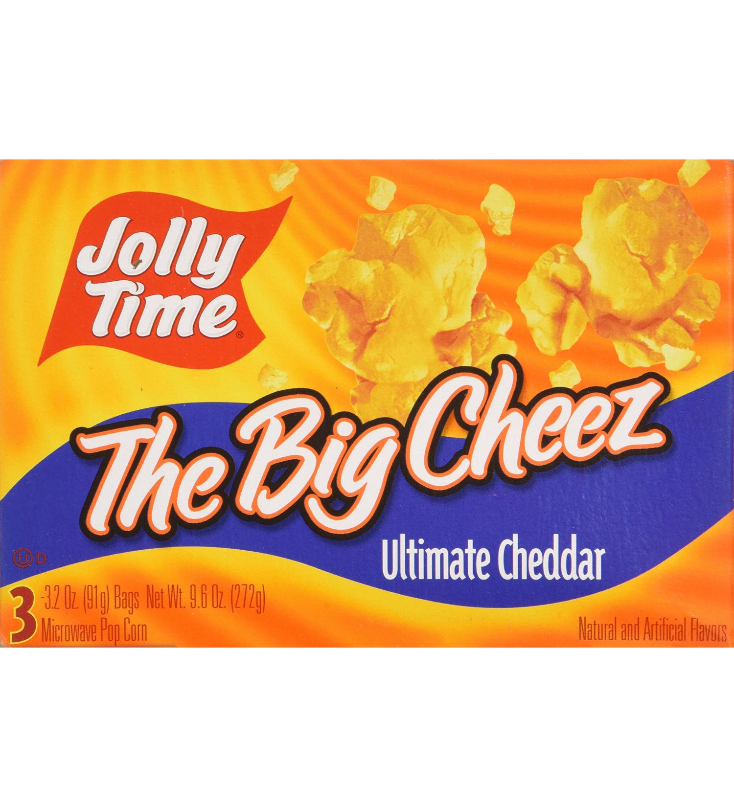 Jolly Time Big Cheez Cheddar Cheese Microwave Popcorn - 3-count Boxes (Pack of 3) - 9 Pack, 3.2 oz - Cheddar-Cheese Flavor - Buy Online on GoSupps.com