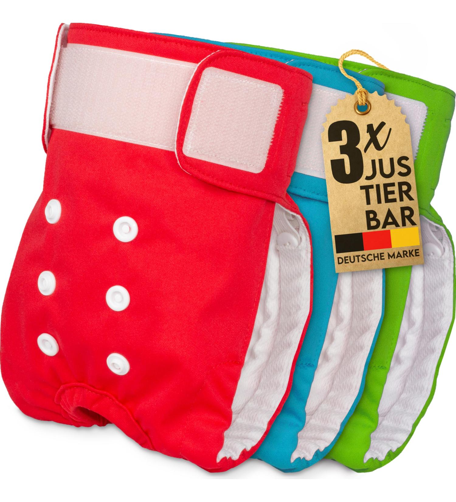Dog is K nig Eco-Friendly Dog Diapers for Bitches | 3 Adjustable & Strong-Rigidity Pants | XS (Puppies) | Heat & Incontinence Solutions - Red Blue Green - Buy Online on GoSupps.com