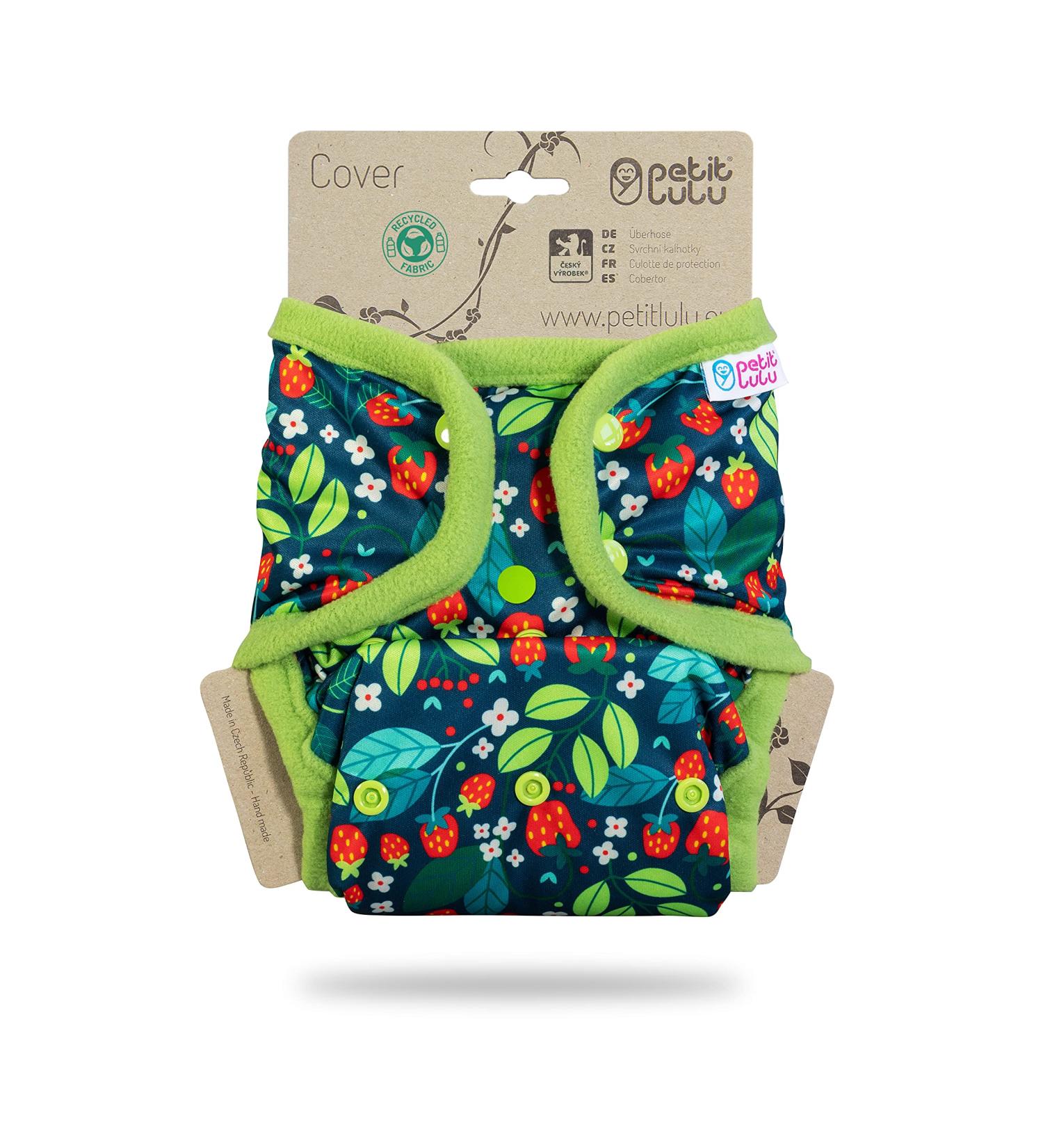 Petit Lulu Size 2 Powy Overpants (5-16 kg) | Washable Waterproof Baby Diaper Pants | Pint Buttons | One Size Fleet Diapers | Made in EU (Wild Strawberries) - Buy Online on GoSupps.com