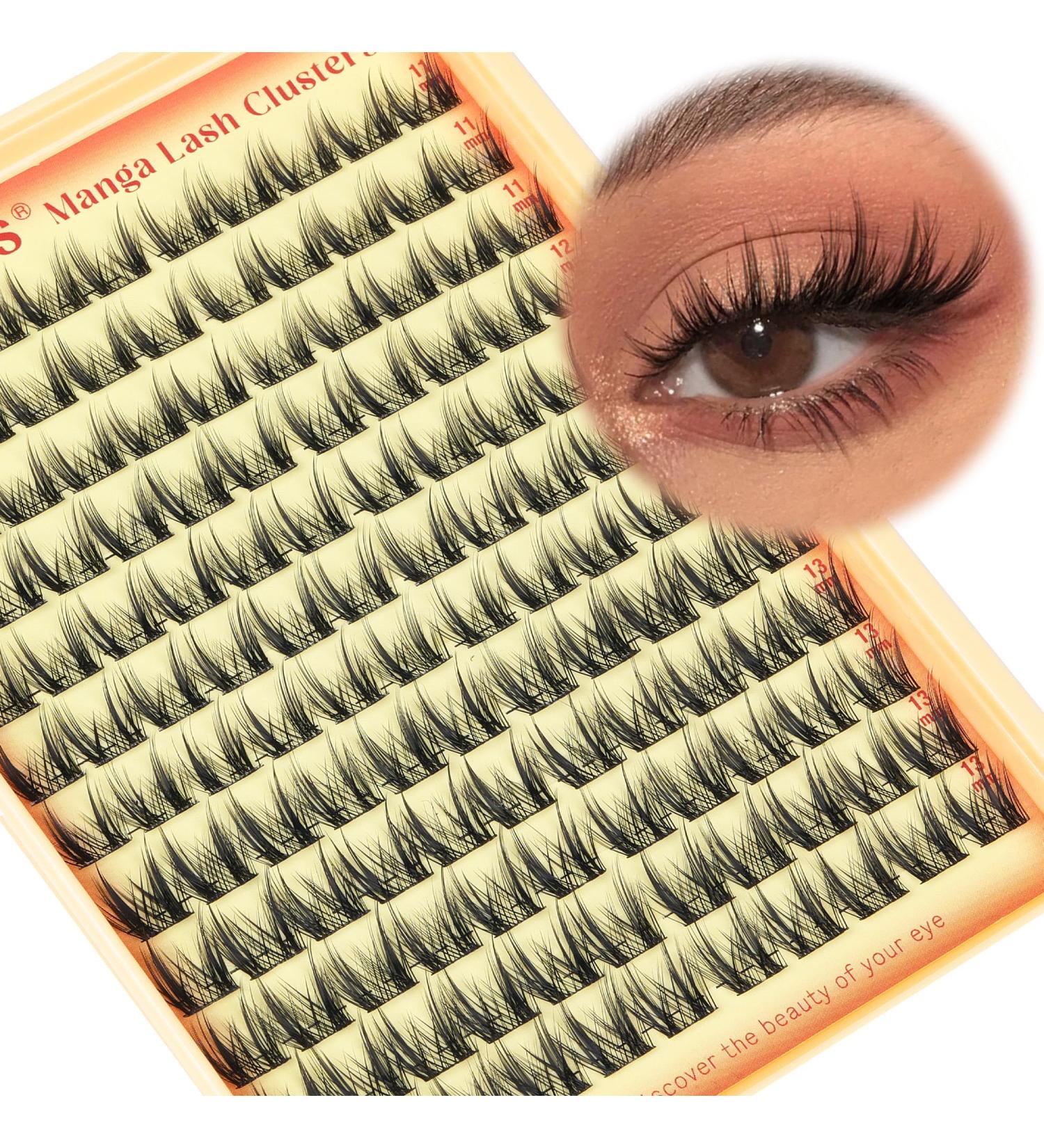 Buy Goddvenus Manga Lash Clusters - D Curl 11-13mm Wispy Natural Eyelash Extensions (132pcs) | Reusable Cotton Band Perfect for DIY Anime Lash Extensions - Buy Online on GoSupps.com