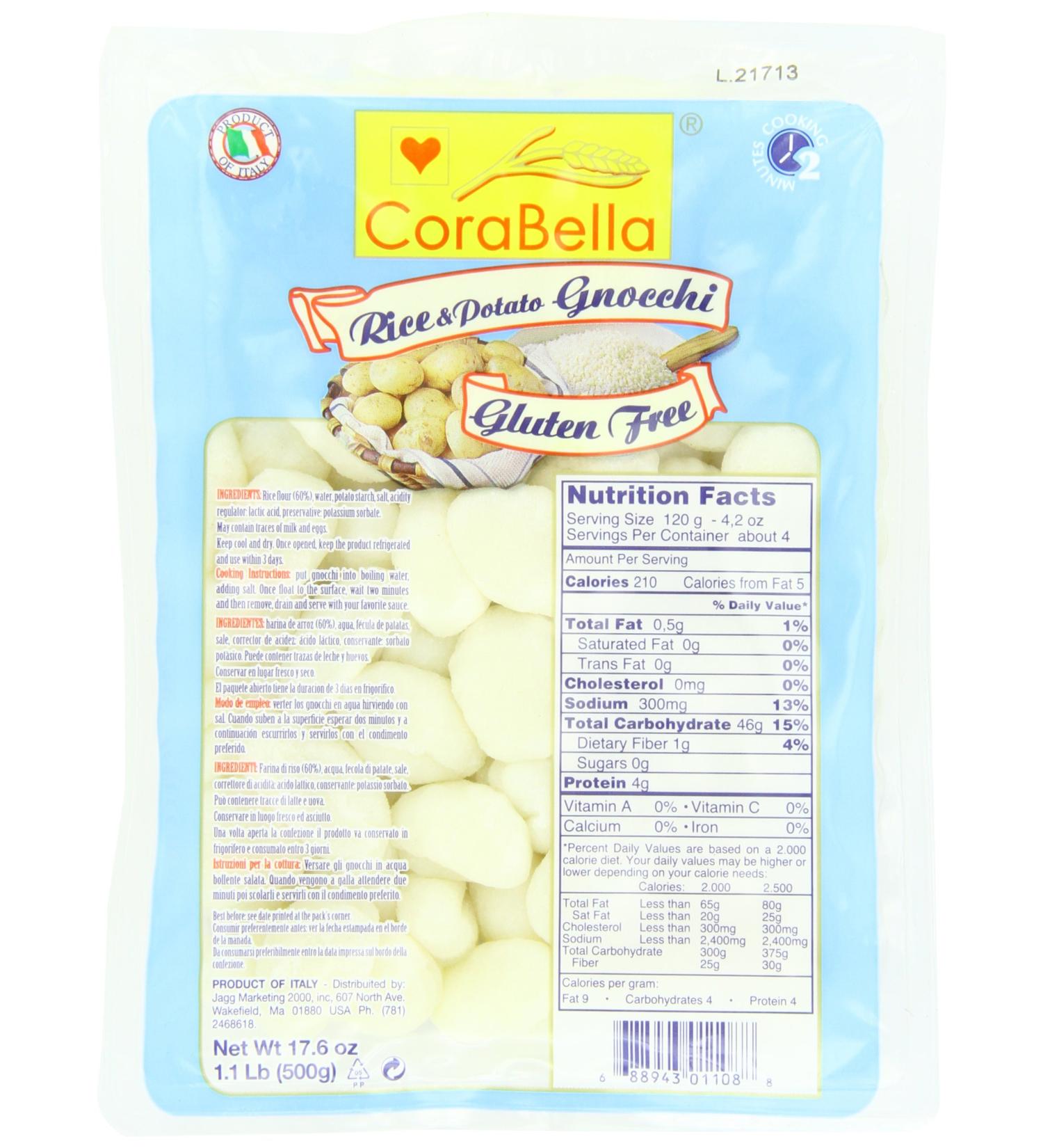 Corabella Gluten Free Potato and Rice Gnocchi 1.1lb (Pack of 10) - Buy Online Now! - Buy Online on GoSupps.com