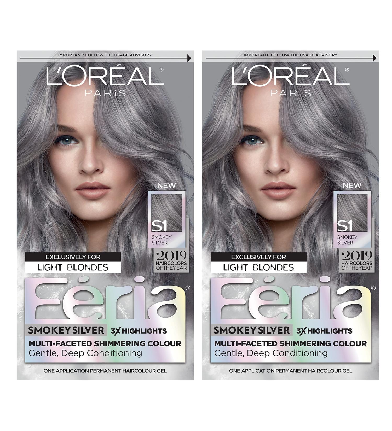 L'Oreal Paris Feria Smokey Silver Hair Color - 2 Pack Shimmering Permanent Dye - Buy Online on GoSupps.com