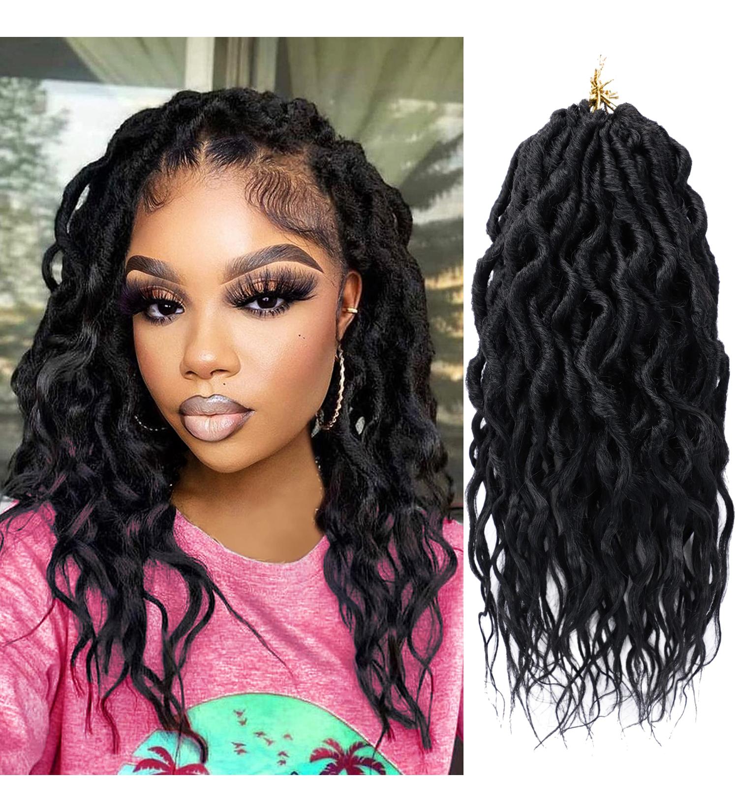 Faux Locs Crochet Hair 12 Inch 6 Packs - Boho Goddess Locs with Wavy Ends - Synthetic Crochet Braids for Women (1B) - Buy Online on GoSupps.com