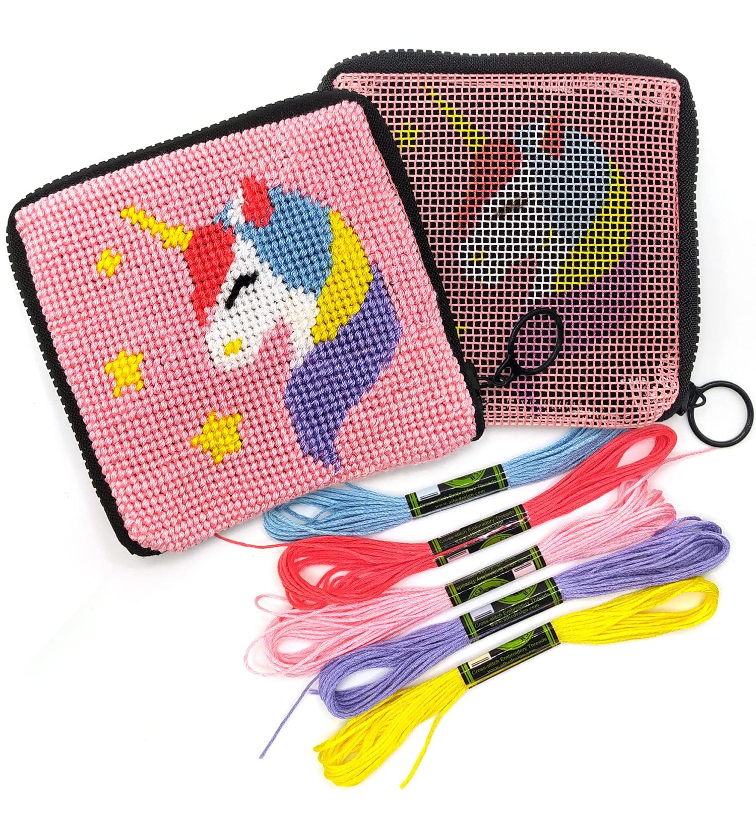 Kids Pre Printed Needlepoint Wallet Kit - Unicorn Embroidery Arts Set - Buy Online on GoSupps.com