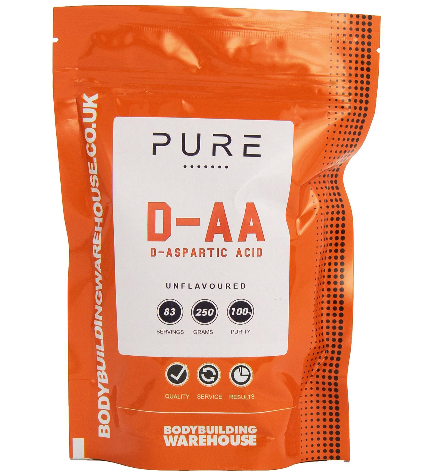 Bodybuilding Warehouse Pure D-Aspartic Acid (DAA) Powder 250g - Unflavoured - Buy Online on GoSupps.com