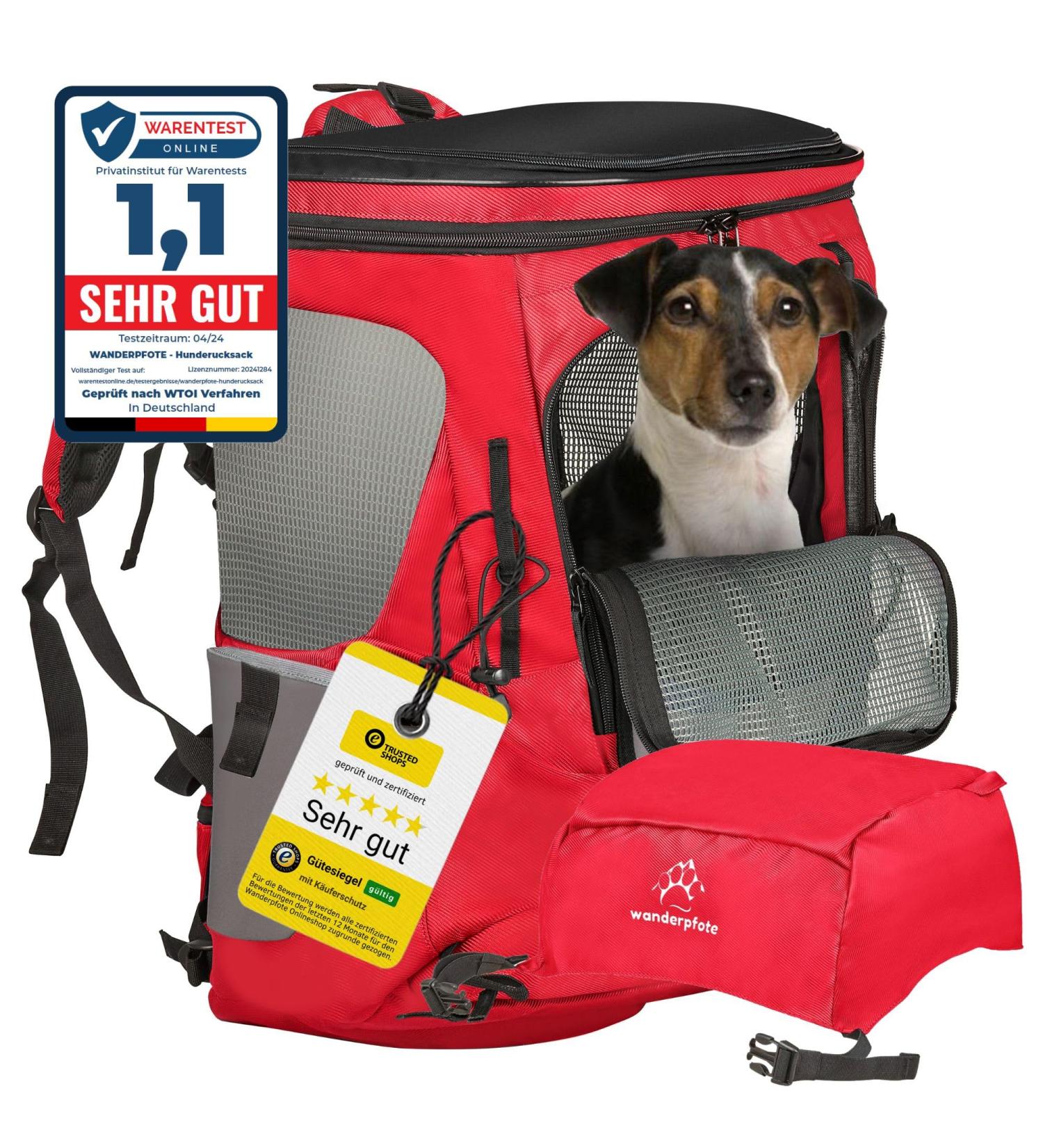 Premium Hiking Paw Trekking Backpack - Adjustable Dog Carrier Bag for Up to 5kg - Red Size S | Ideal for Hiking Adventures - Buy Online on GoSupps.com