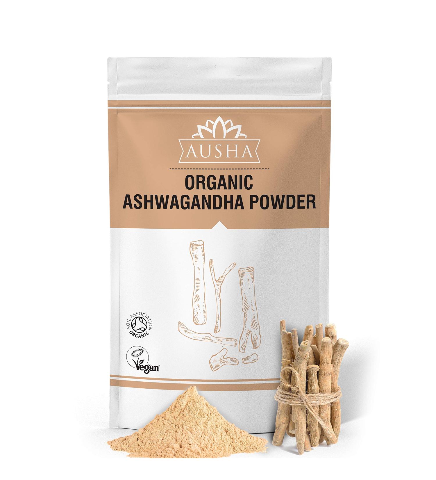 Ausha Organic Ashwagandha Powder 500g - Anxiety Stress Relief Sleep Aid | Premium Quality for Energy & Wellness - 1 Pack - Buy Online on GoSupps.com