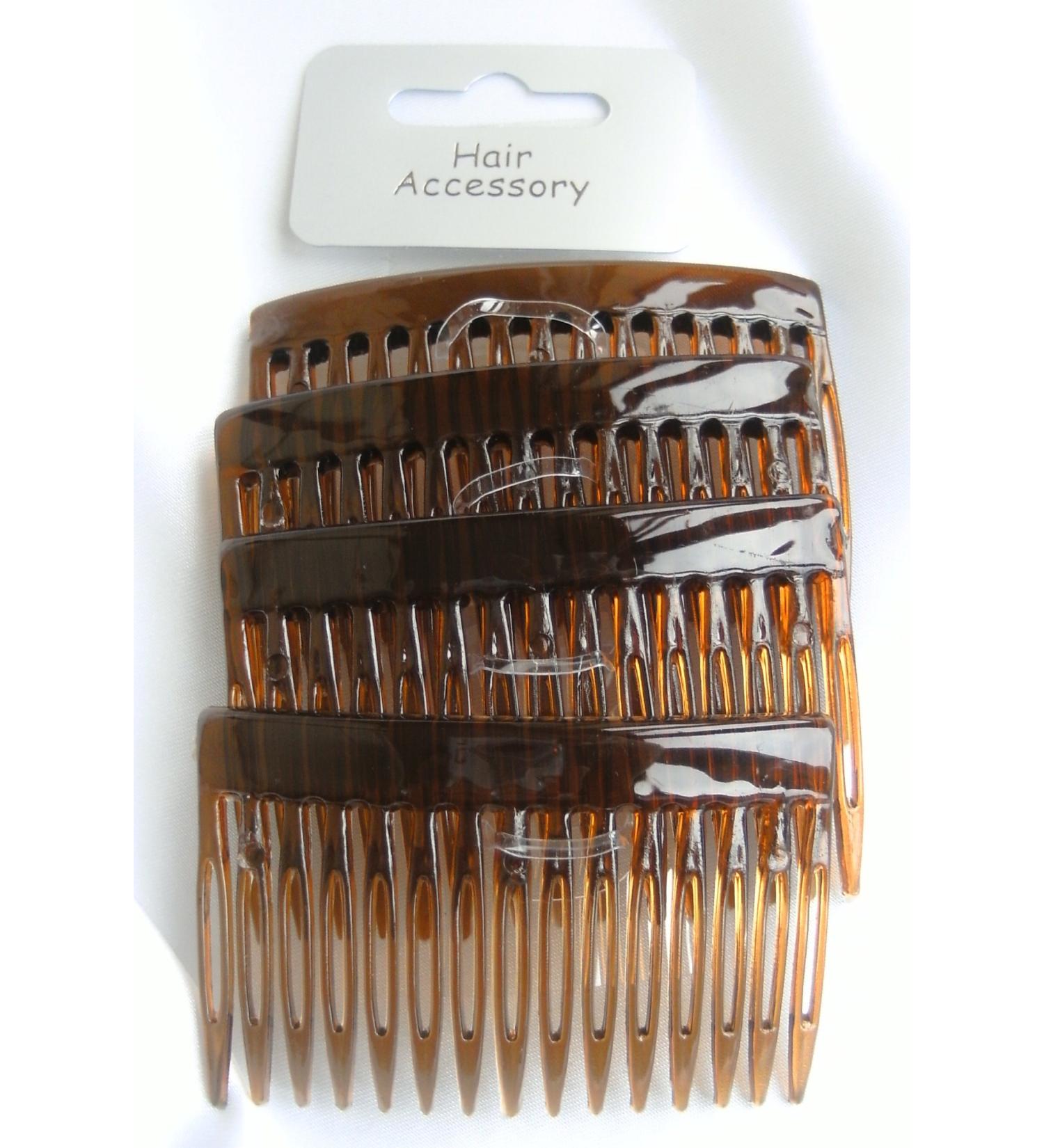 4 x Brown/Tort Plastic Hair Comb Slide Bridal Accessory
