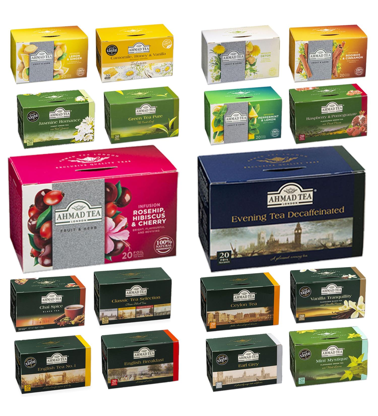 Ahmad Tea Pick N Mix - Create Custom Tea Combo with 17+ Flavours | Ceylon Chai Spice Classic Tea Detox Infusion English Breakfast | 2 Pack - Perfect Tea Gift Set for Tea Lovers Pack of 2 - Buy Online on GoSupps.com