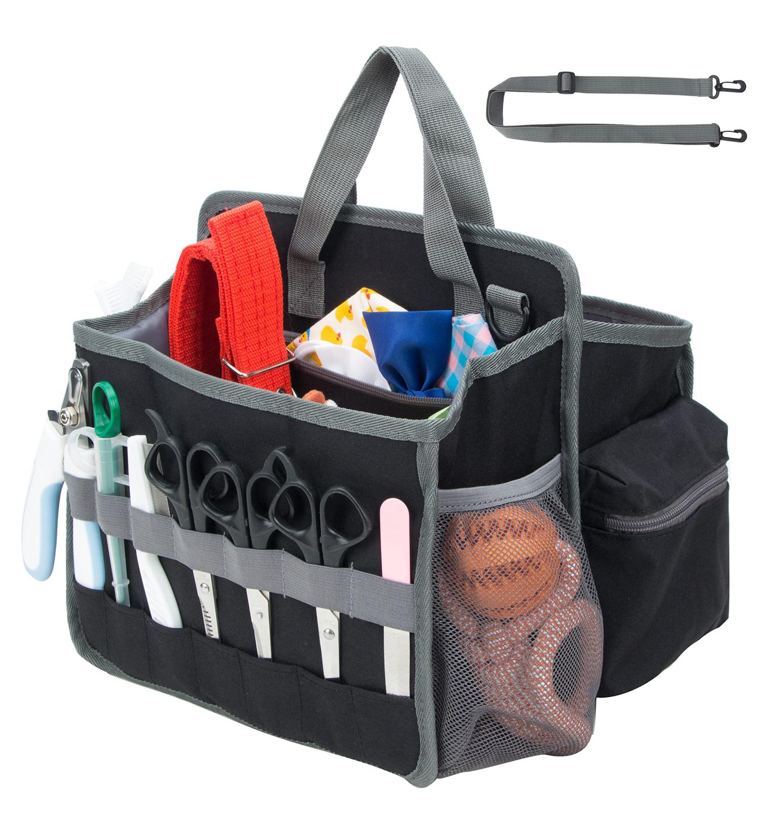 KISLANE Pet Grooming Carrying Bag - Black Shoulder Cat & Dog Grooming Tools Organizer - Buy Online on GoSupps.com
