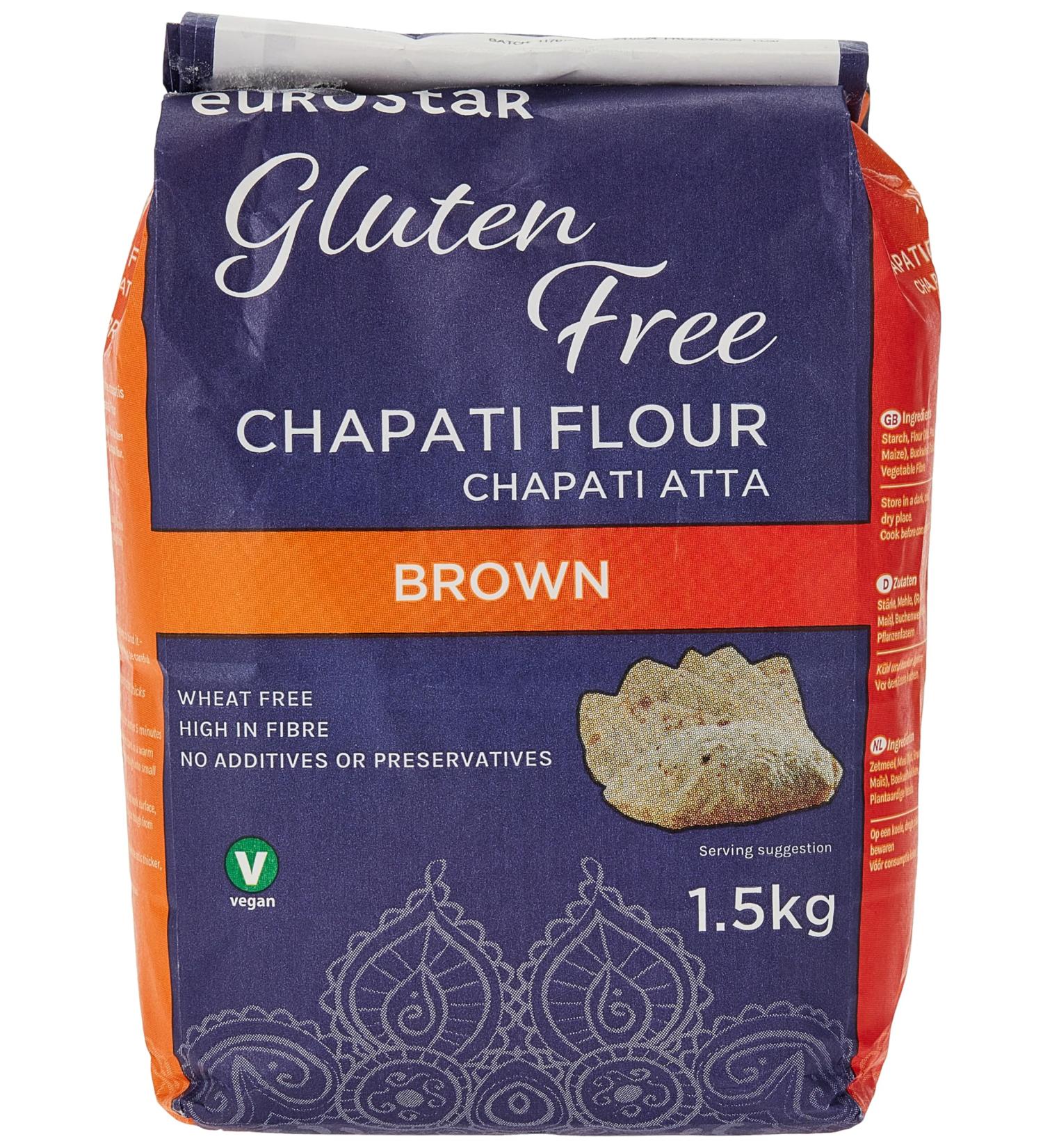 Eurostar Chapati Atta Gluten-Free Flour 1.5kg - Medium Brown (Pack of 1) - Buy Online on GoSupps.com