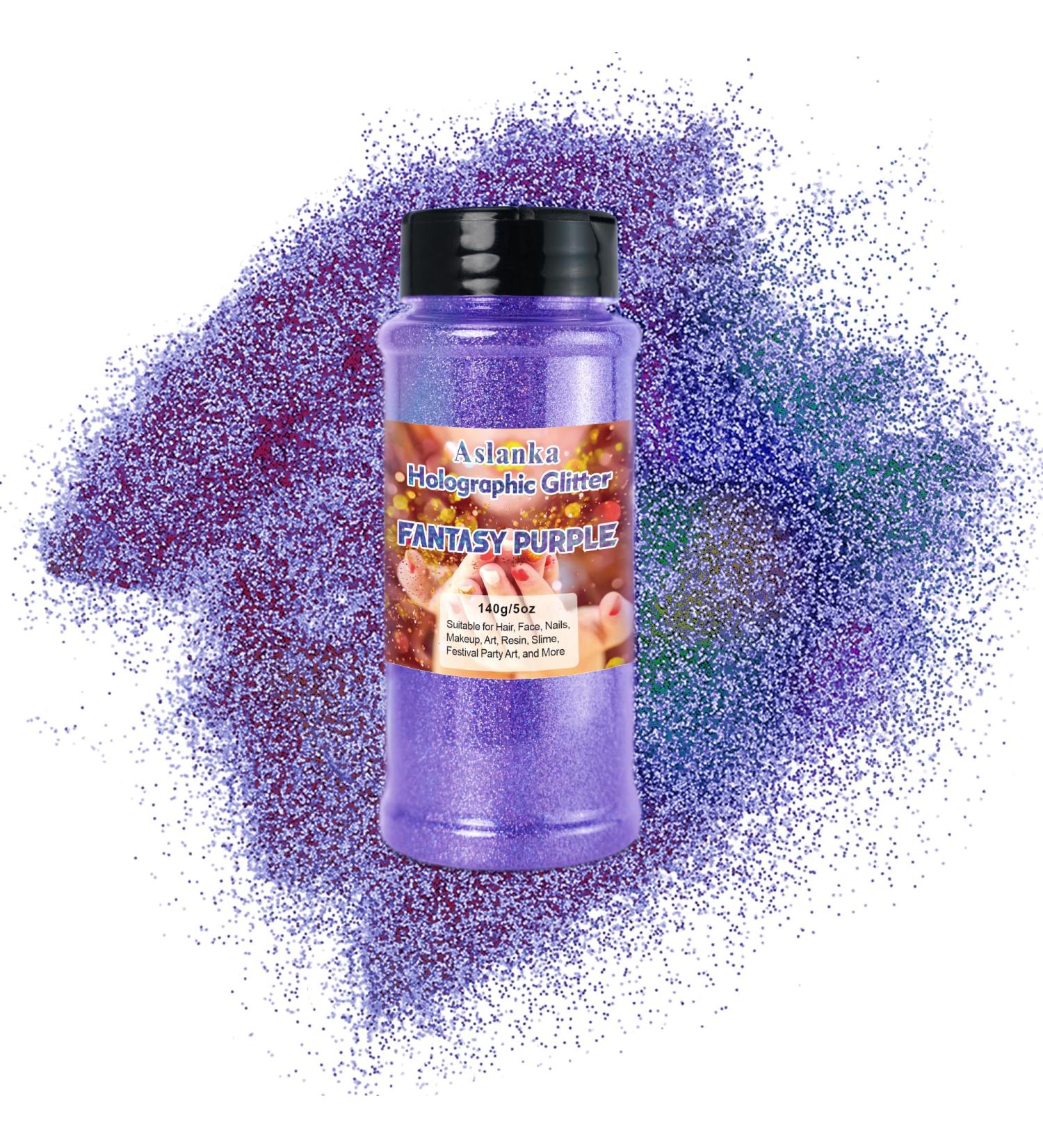  Aslanka Aslanka 140g of fantastic light purple rainbow glitter holographic powder for manicure epoxy resin eyeshadow and face - Buy Online on GoSupps.com