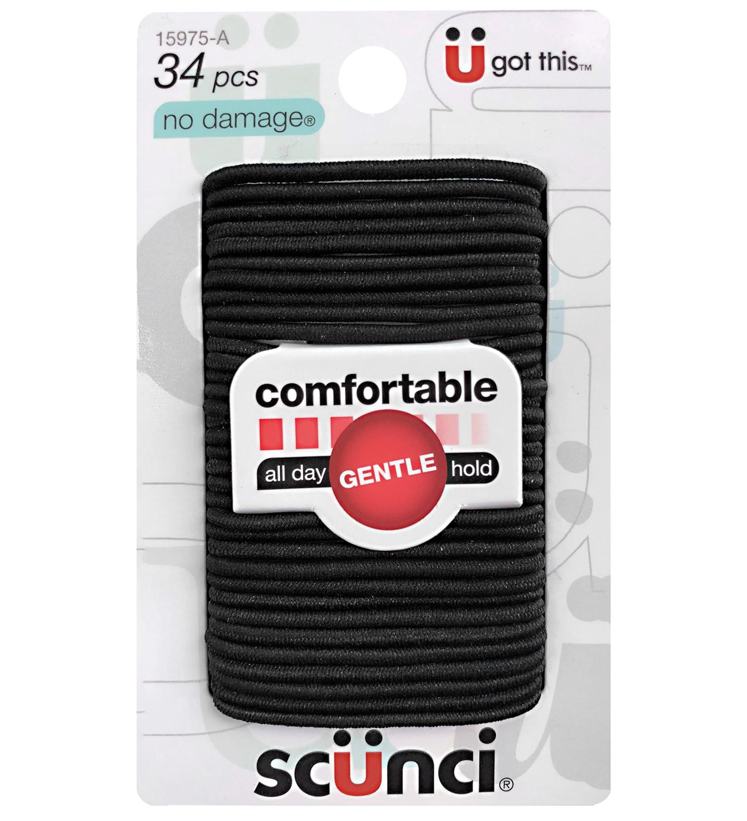 Scunci No Damage Elastics Comfortable All Day Gentle Hold Black 34 Pieces