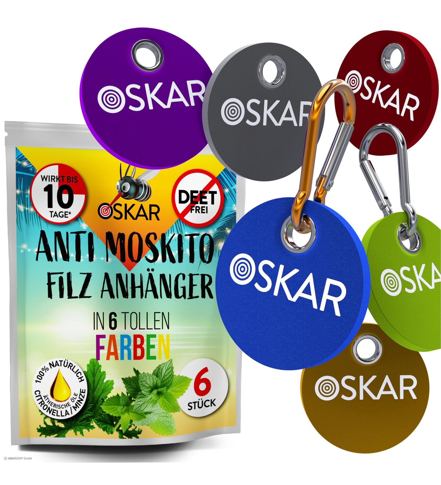 Oskar Mosquito Protection Trailer - Colorful Mixed Set with 6 Felt Trailers & 2 Carabiners | Effective Anti Mosquito Defense for Bags & Backpacks - Buy Online on GoSupps.com