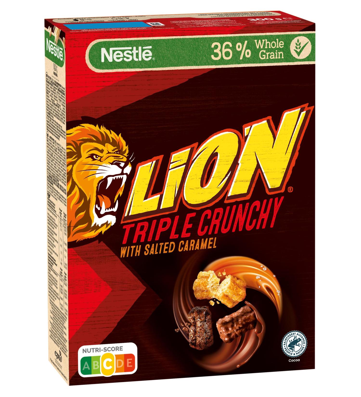 Nestl Lion Triple Crunchy crunchy breakfast cereal in churros form with milk chocolate & Salted Caramel 36 whole wheat content 1 piece 1 x 300 g - Buy Online on GoSupps.com