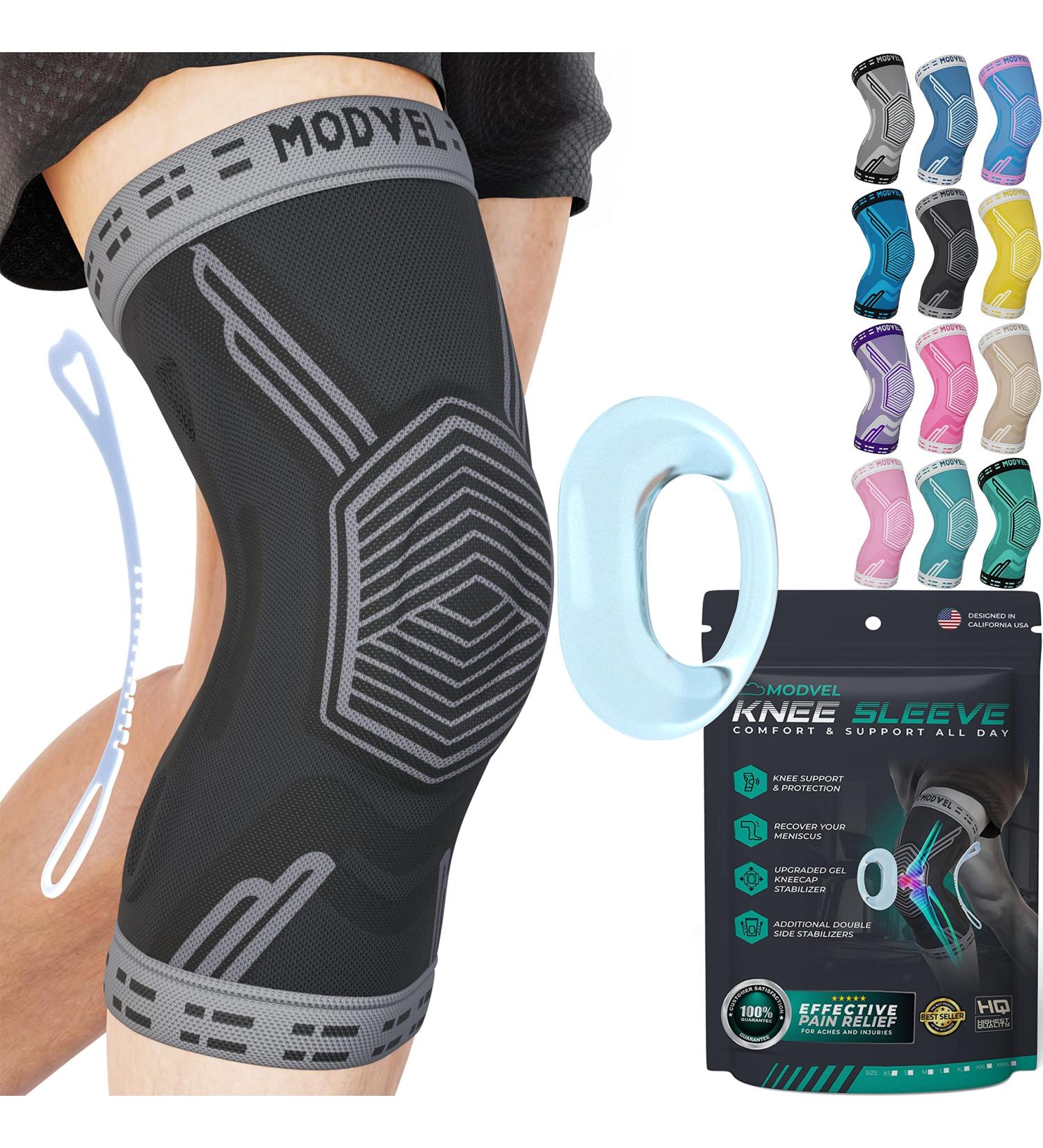 MODVEL Knee Braces for Men & Women - Knee Pain Relief Set | Compression Sleeve for Meniscus Tear, ACL, & Arthritis Pain | Large Size | Black - Buy Online on GoSupps.com
