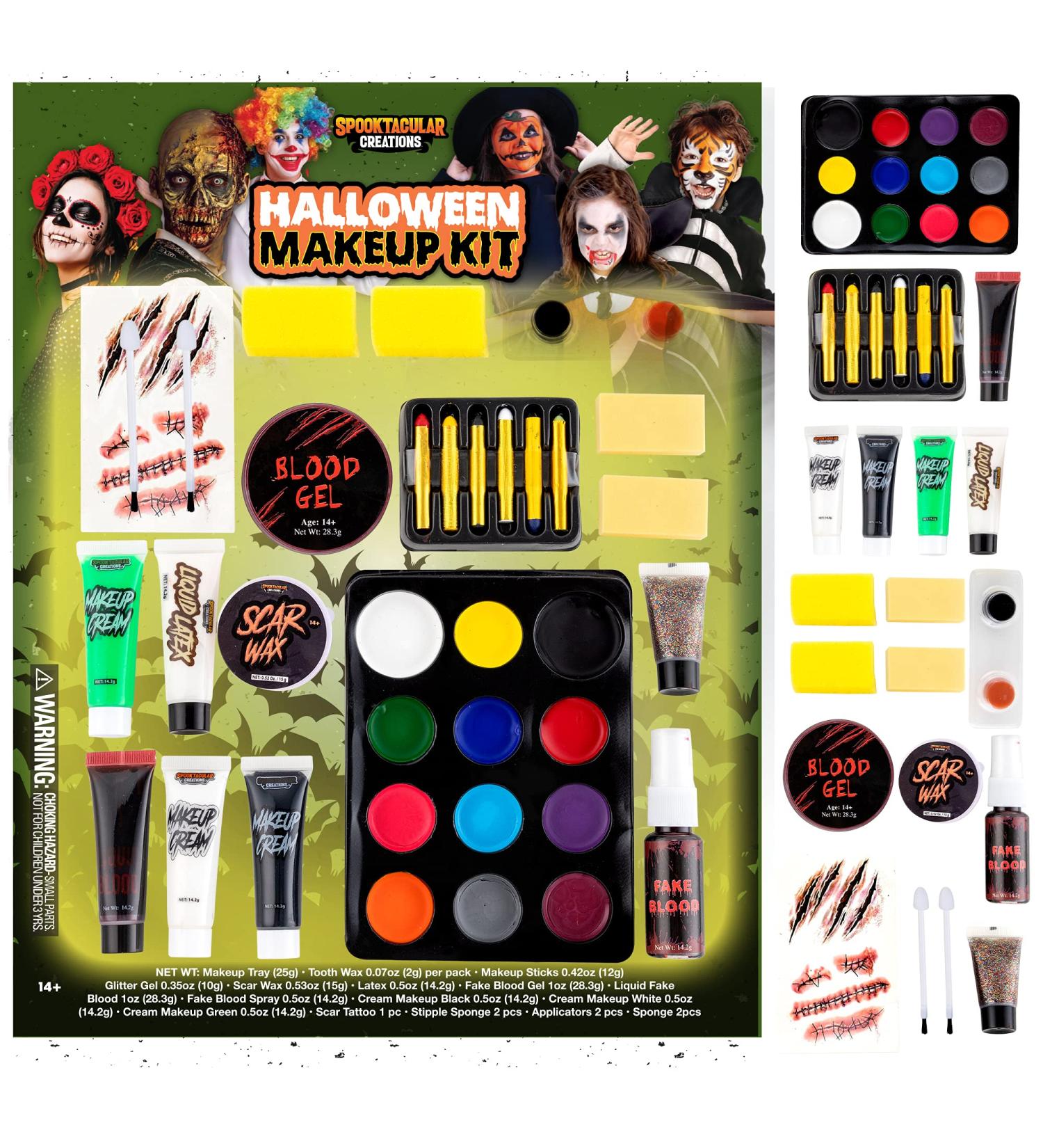 Spooktacular Creations 25 PCS Halloween Family Makeup Kit - 12 Color Face & Body Paint for Zombie Cosplay, Wounds, Injuries & Blood - Halloween Costume Makeup Set for Party Supplies - Buy Online on GoSupps.com