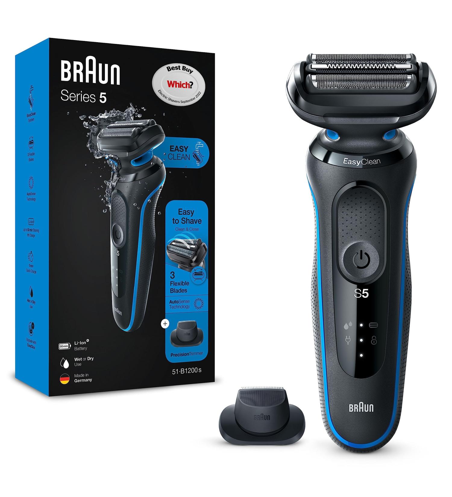 Braun Series 5 Electric Shaver with Precision Trimmer | Waterproof | 2 Pin Bathroom Plug | Blue Razor - Best Buy S5 50-B1200s - Buy Online on GoSupps.com