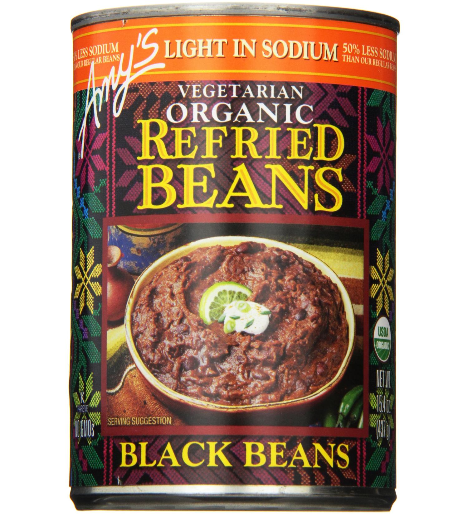 Amy's Organic Light in Sodium Black Refried Beans - 15.4 oz (Pack of 6) - Vegetarian & Delicious - Buy Online on GoSupps.com