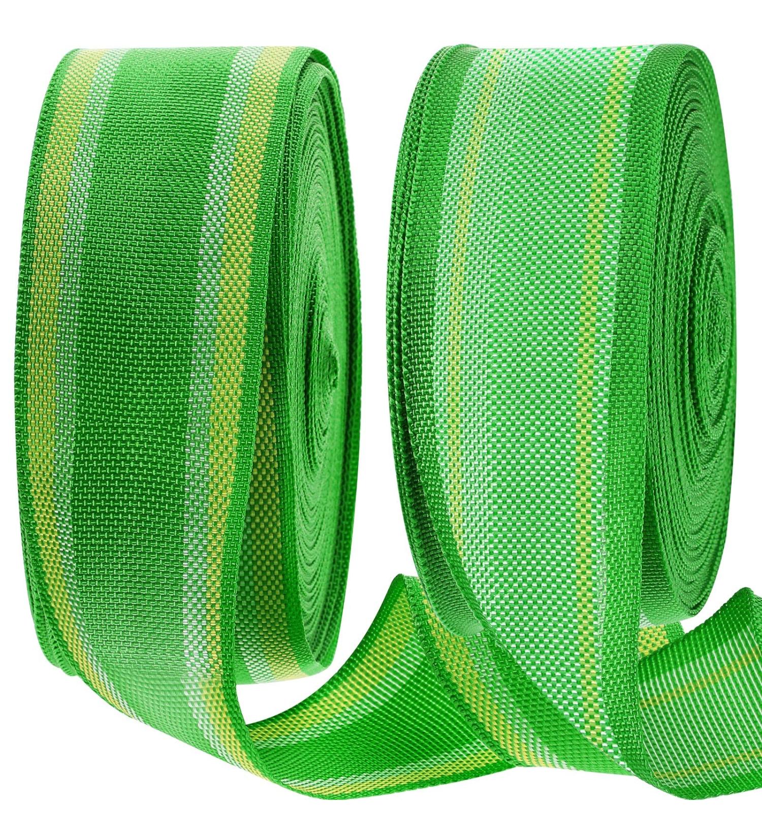 2 Rolls 2 1/4 Inch x 100 Feet Lawn Chair Webbing Replacement Webbing Patio Chairs Webbing White Green Webbing for Lawn Chairs Folding Polypropylene Webbing for Outdoor Furniture Seat Repair - Buy Online on GoSupps.com