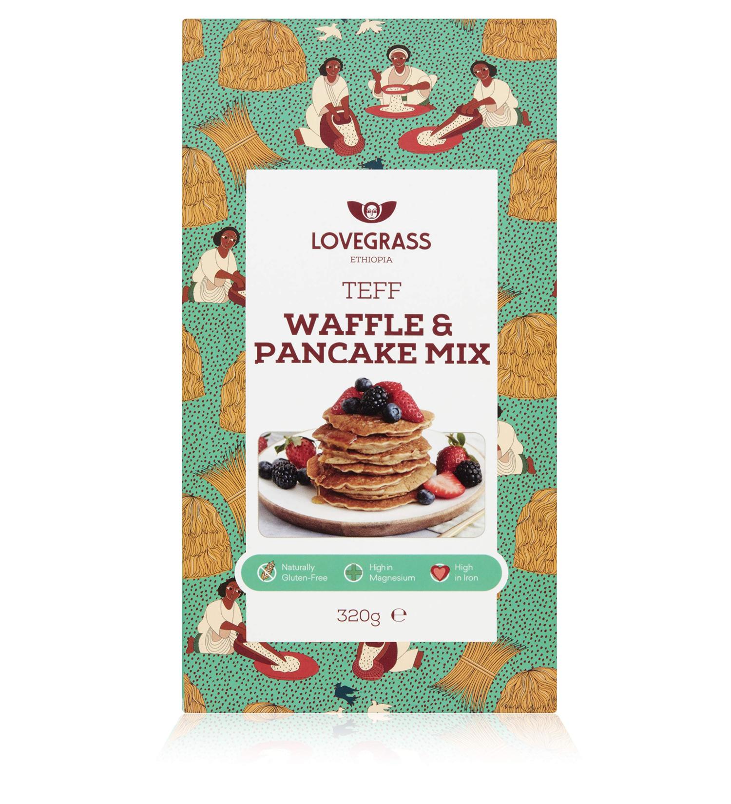 Lovegrass Teff Waffle & Pancake Mix - 320g - Gluten-Free & High in Magnesium, Iron, and Fiber - Buy Online on GoSupps.com