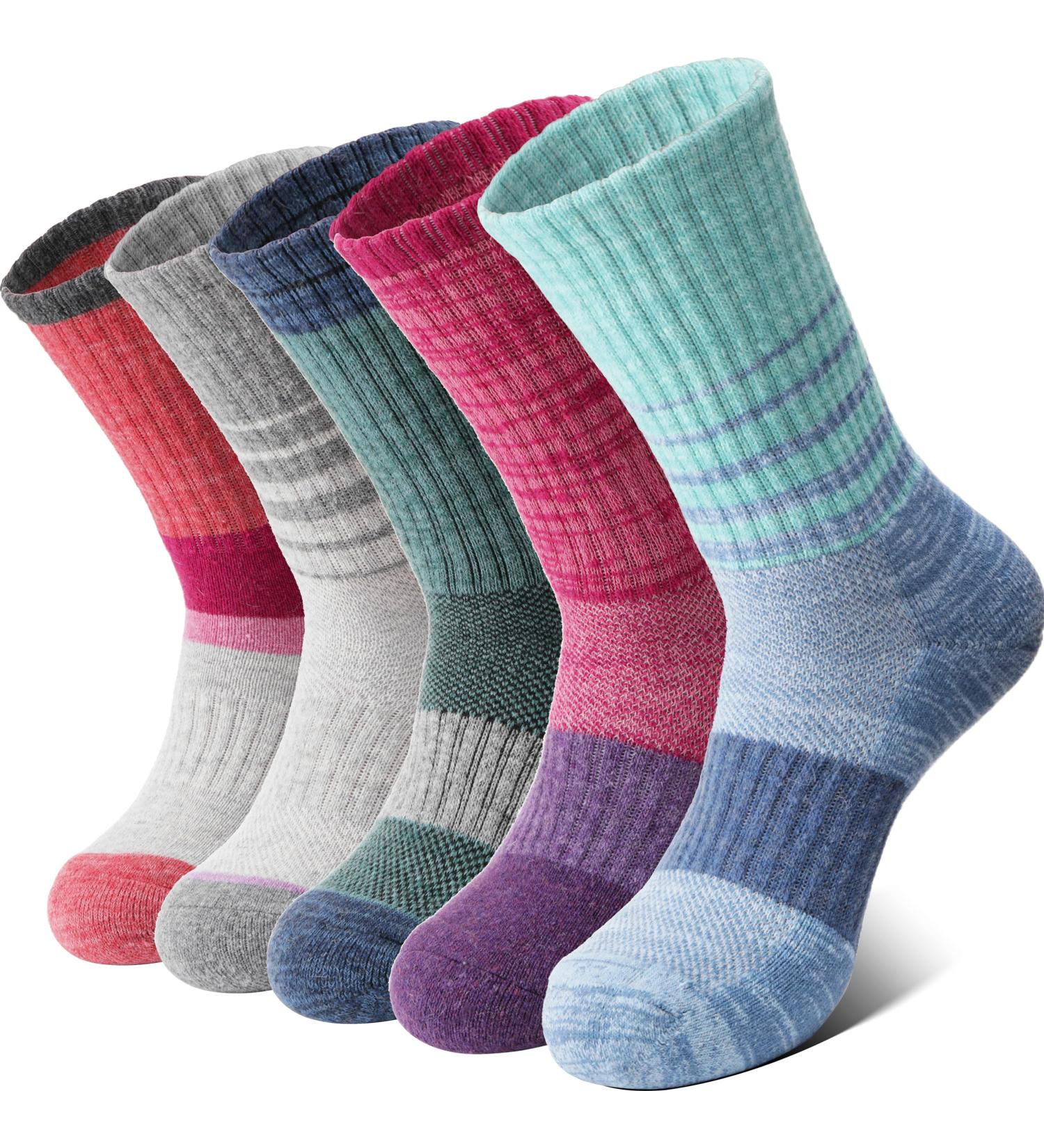 Anlisim Women's Merino Hiking Socks - 5 Pairs Warm Breathable Wool Thermosocks - Thick Winter Sports Outdoor Socks (Size 36-42) - Buy Online on GoSupps.com