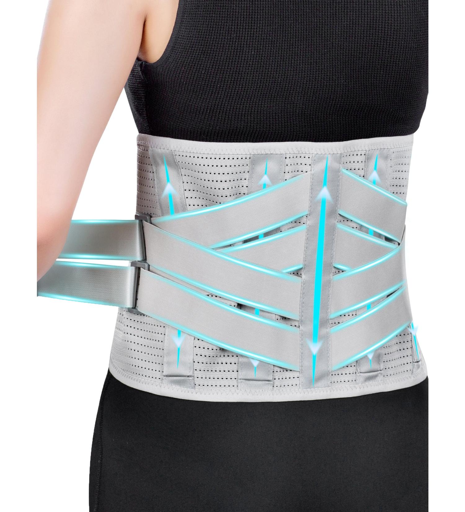 Back Brace for Lower Back Pain - Lumbar Support for Herniated Disc & Sciatica Relief - Unisex Grey M - Buy Online on GoSupps.com